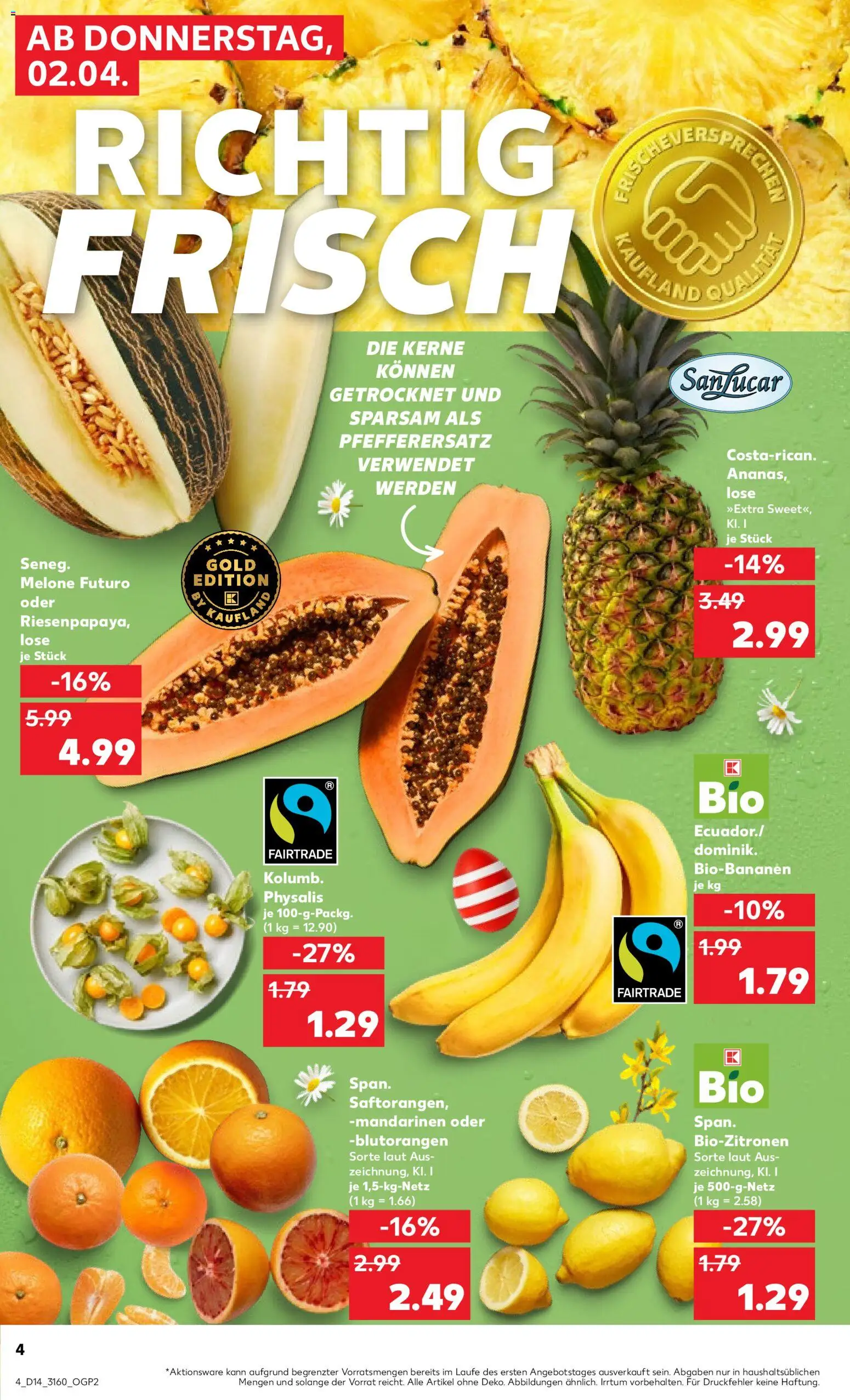 Kaufland Prospekt Rostock	 – gültig ab 02.04.2026 | Seite: 4 | Produkte: Mandarinen, Melone