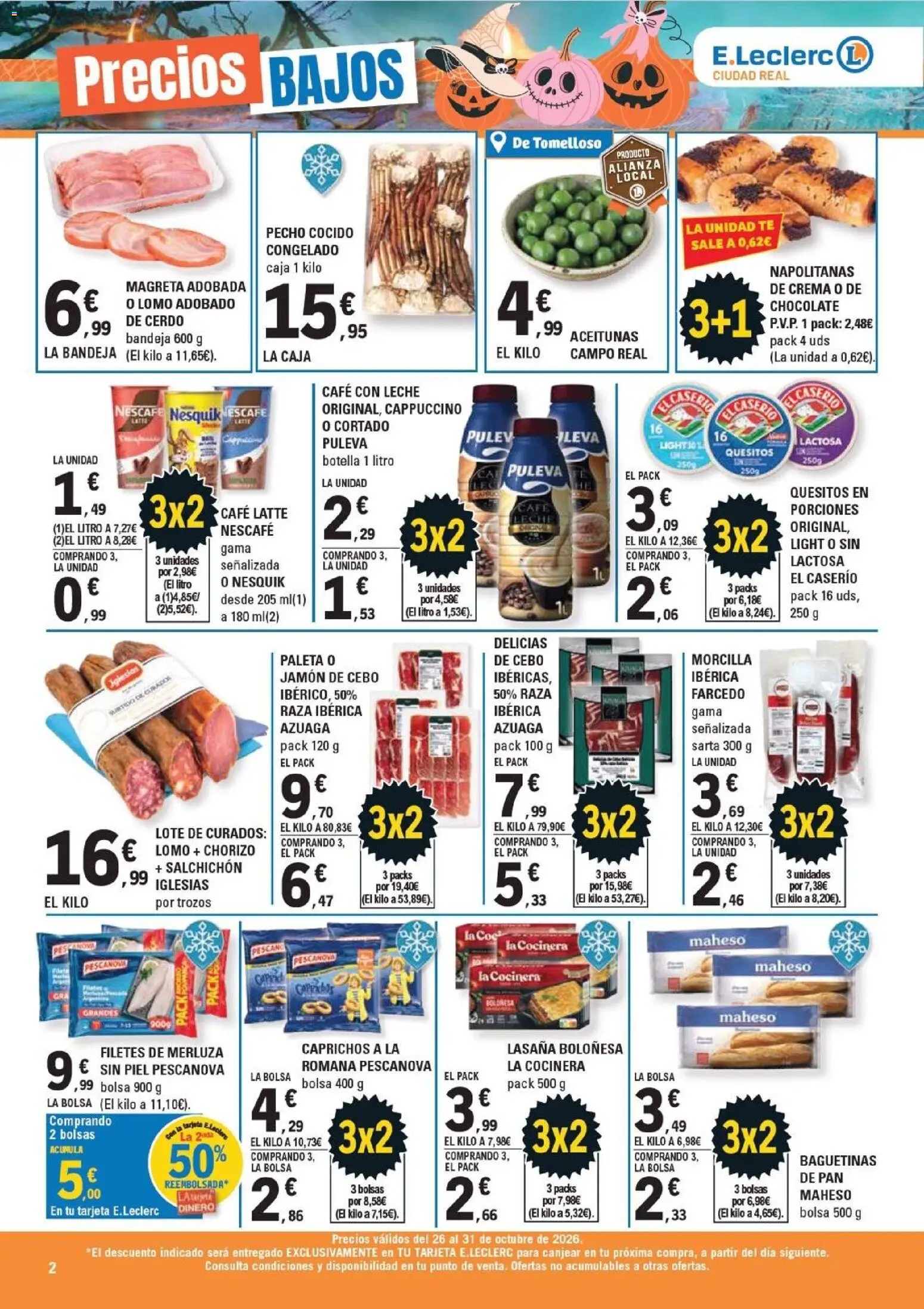 E.Leclerc - Ciudad Real │ válido desde el 26/10/2026 | Página: 2 | Productos: Café con leche, Café, Filetes de merluza, Morcilla