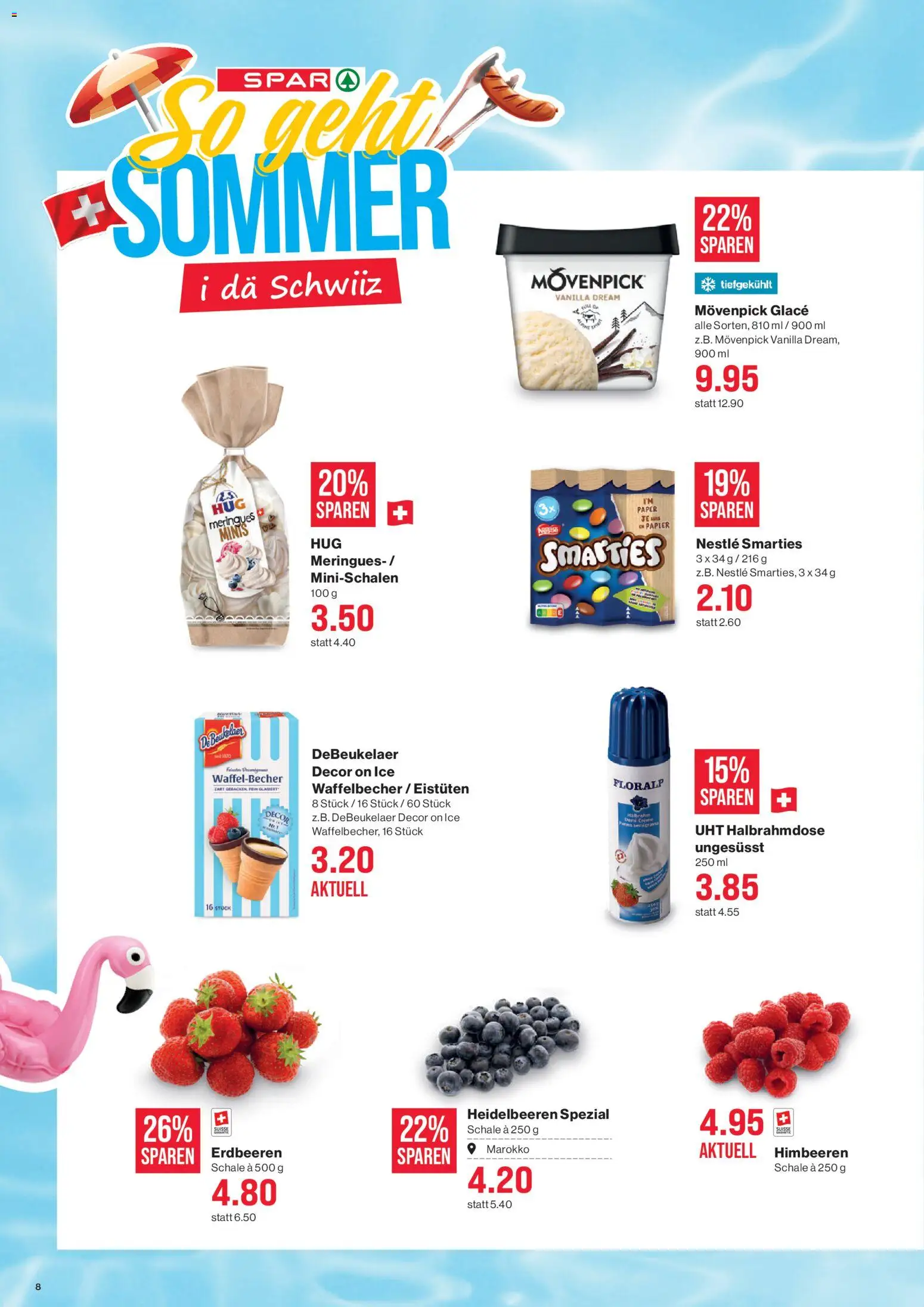 SPAR aktionen – gültig ab 11.06.2026 | Seite: 8 | Produkte: Glace, Erdbeeren, Creme