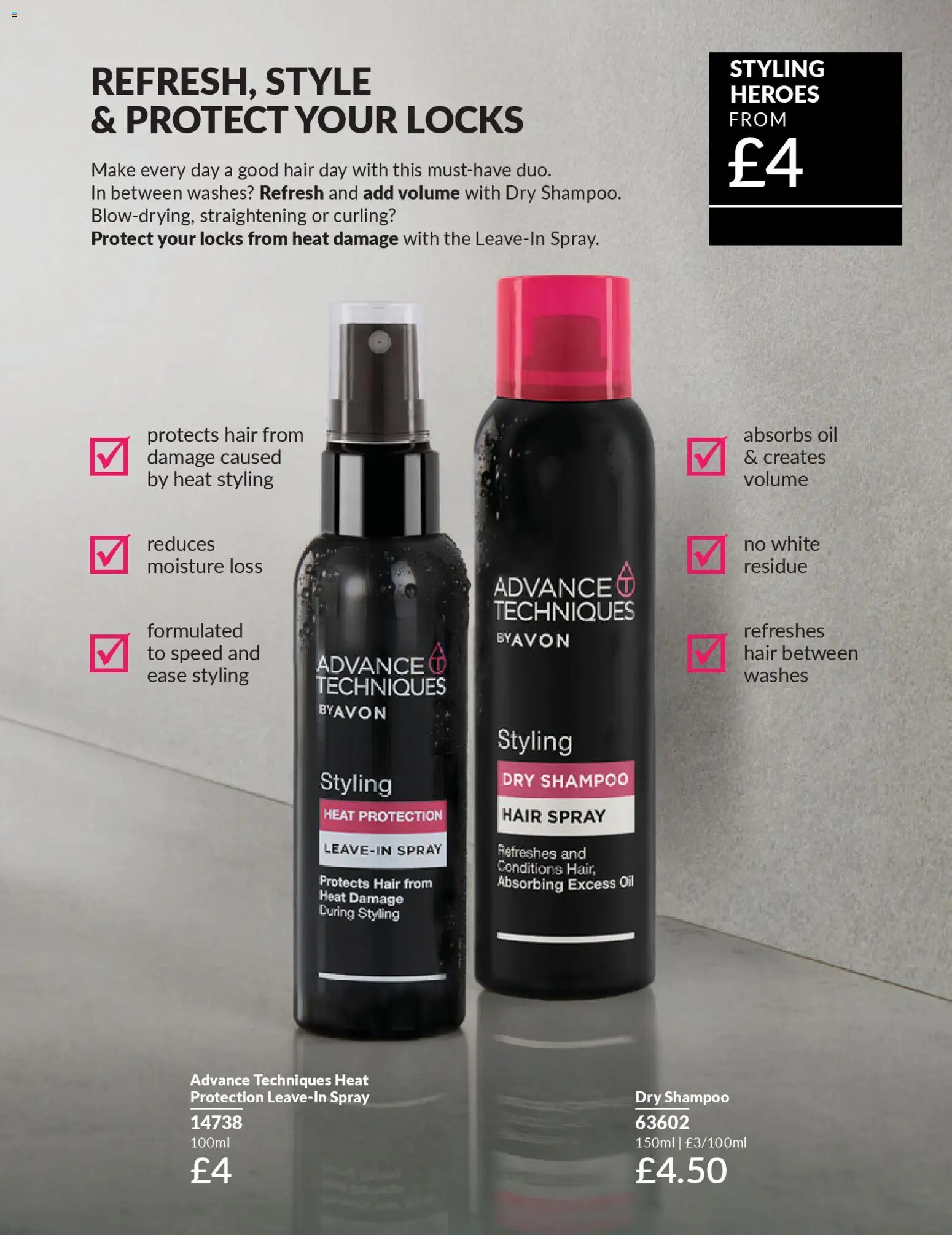 {H1} | Page: 159 | Products: Shampoo, Hair spray, Oil
