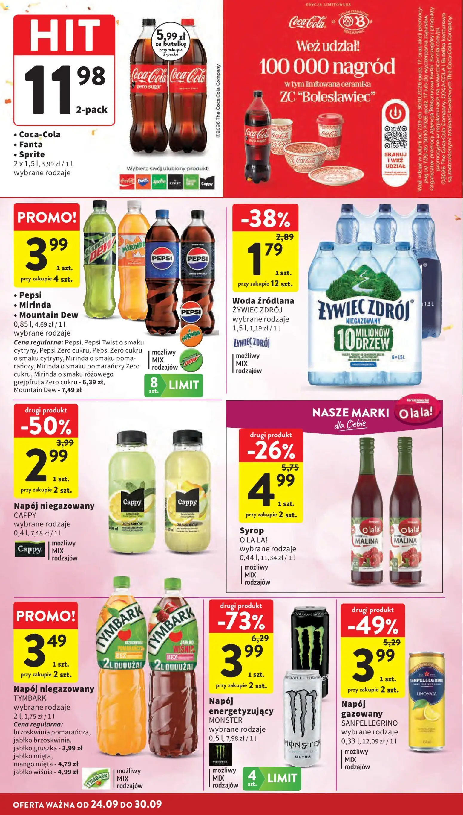 Intermarche gazetka od 24.09.2026 | Strona: 36 | Produkty: Malina, Woda źródlana, Fanta, Woda