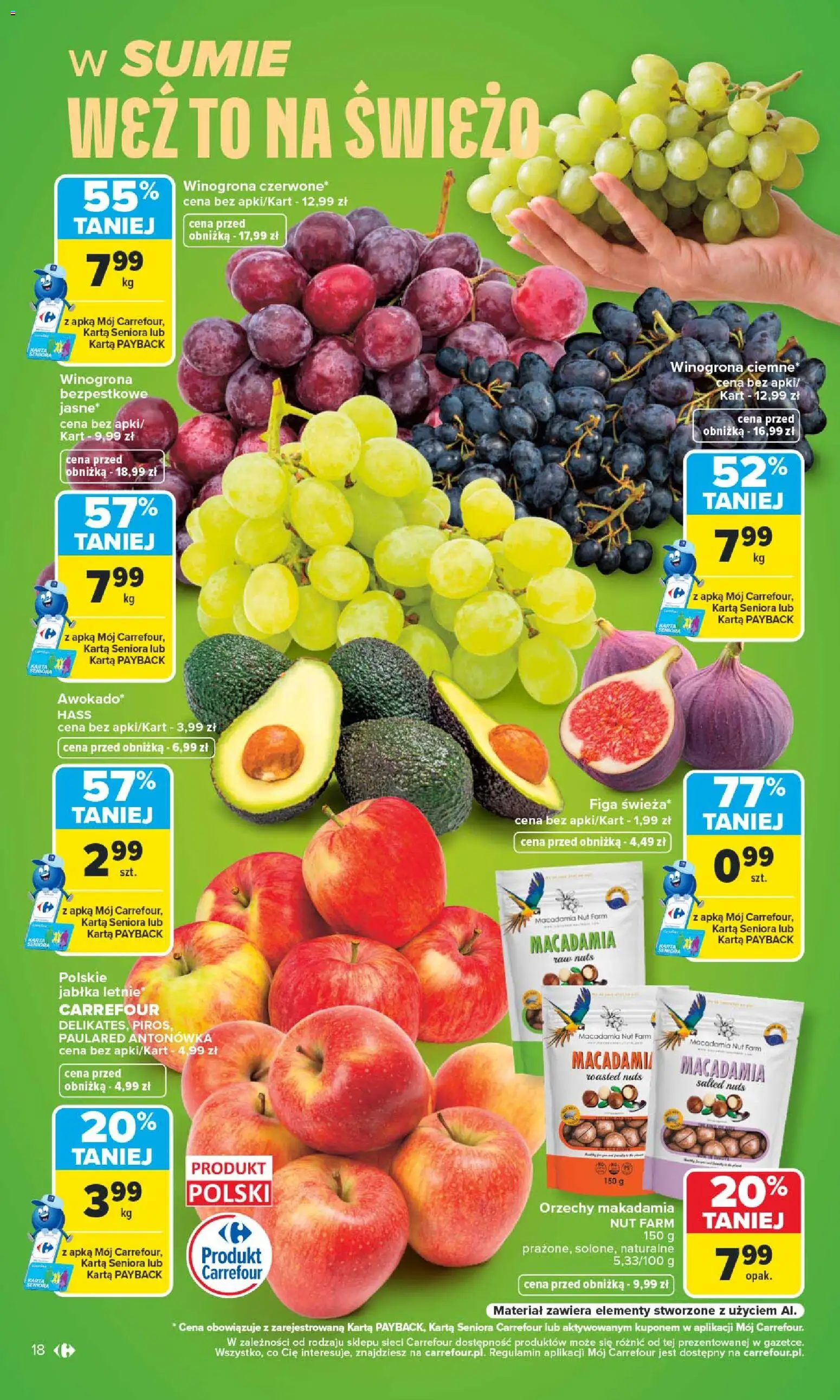Carrefour gazetka - Warszawa od 24.08.2026 | Strona: 18 | Produkty: Karta, Orzechy makadamia, Jabłka, Orzechy
