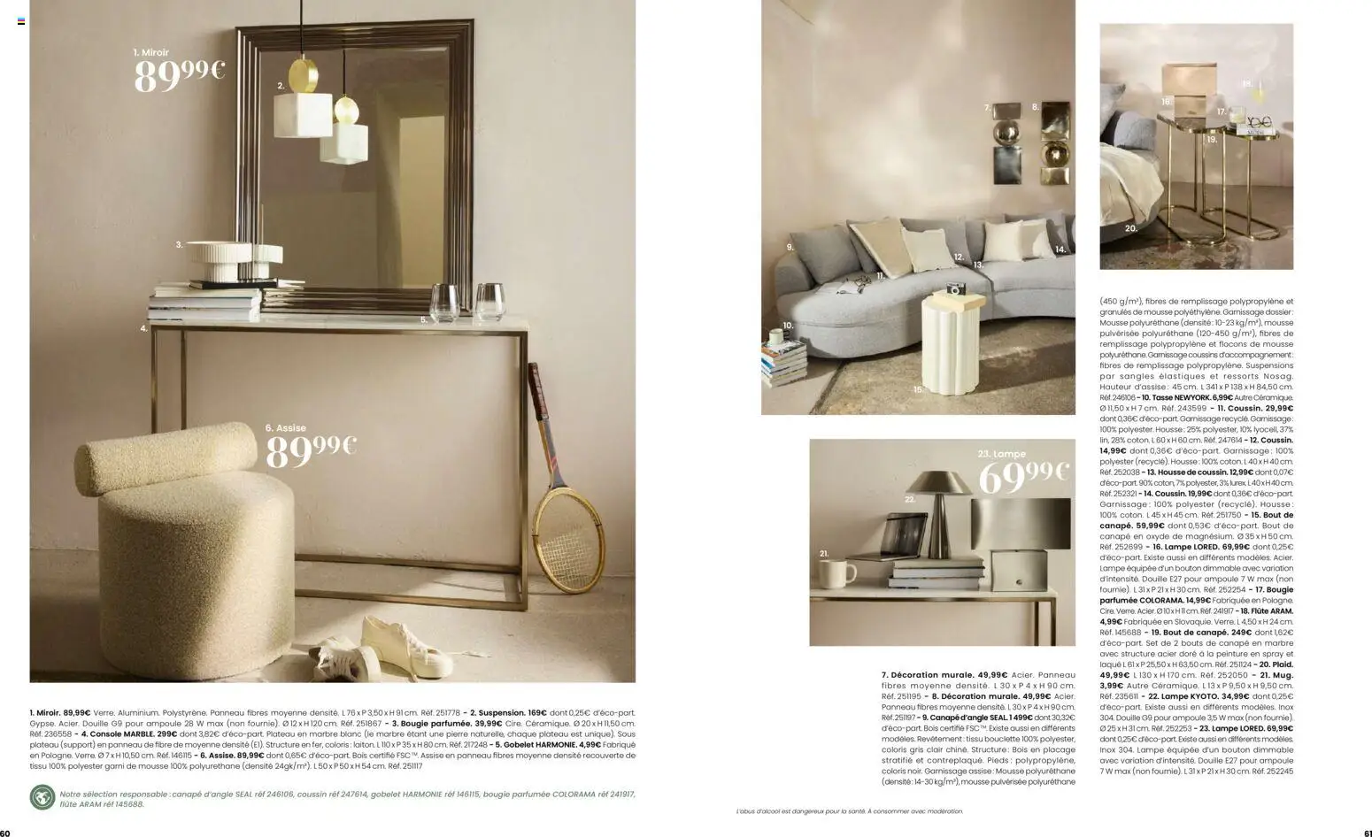 {H1} | Page: 31 | Produits: Flocons, Canapé, Lampe, Élastiques