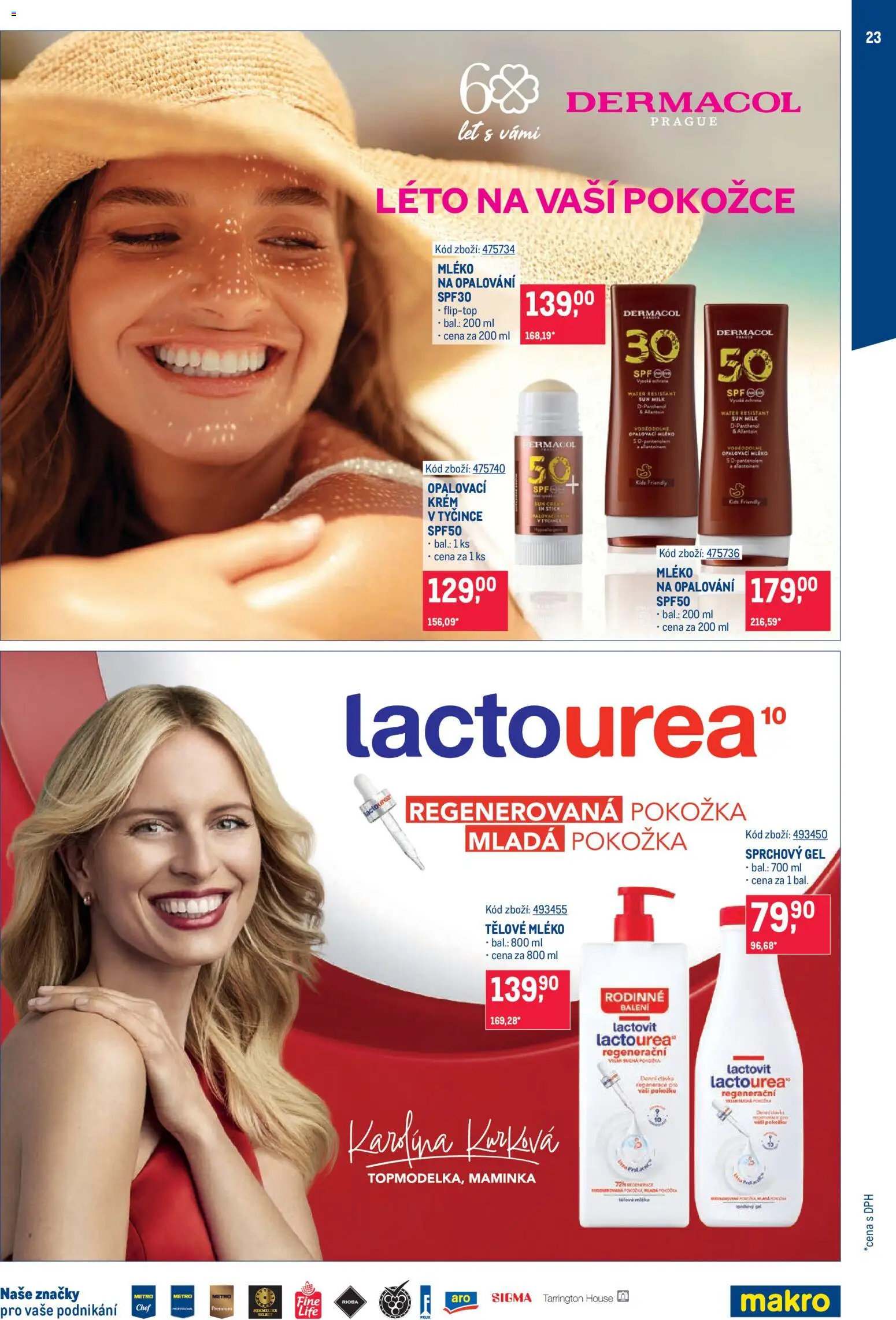 Makro leták - Letní sezona od 20.05.2026 | Strana: 23 | Produkty: Tělové mléko, Sprchový gel, Mléko, Lactovit