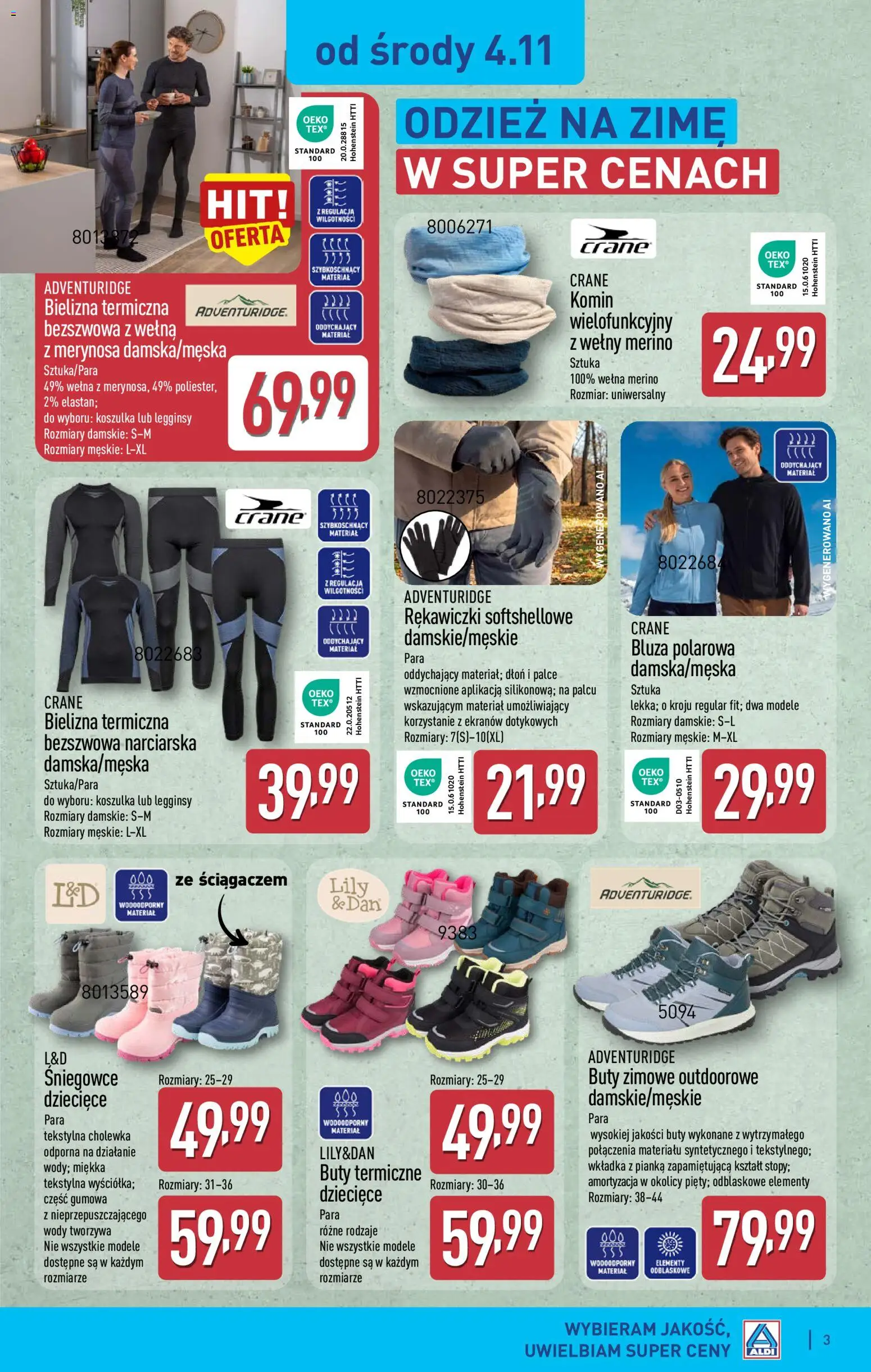 Aldi gazetka - Artykuły przemysłowe i tekstylia od 04.11.2026 | Strona: 3 | Produkty: Legginsy, Buty, Śniegowce, Buty zimowe