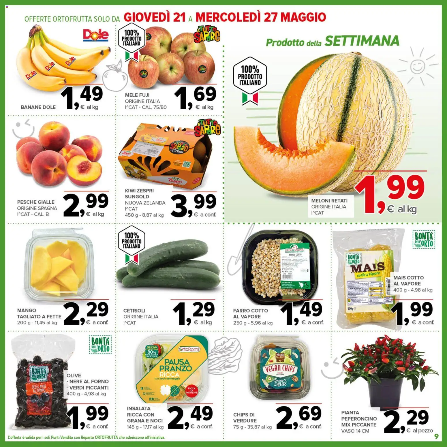Volantino Todis del 14.05.2026 | Pagina: 9 | Prodotti: Formaggio, Forno, Vaso, Farro