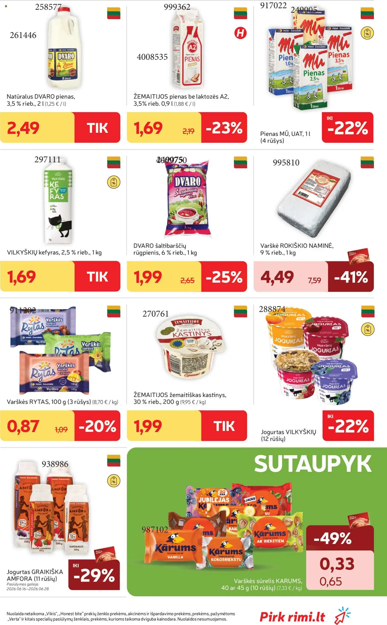 Rimi akcijos nuo 16.06.2026 | Puslapis: 19 | Prekių: Sūrelis, Pienas, Jogurtas, Varškė