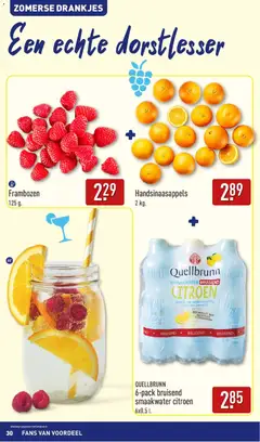 QUELLBRUNN, 6-pack bruisend, smaakwater citroen, 6x0.5 L. - Voorbeeld van een folder van Aldi, geldig van 24-08-2026 | Pagina: 30 | Producten: Citroen, Water, Mineraalwater, Frambozen