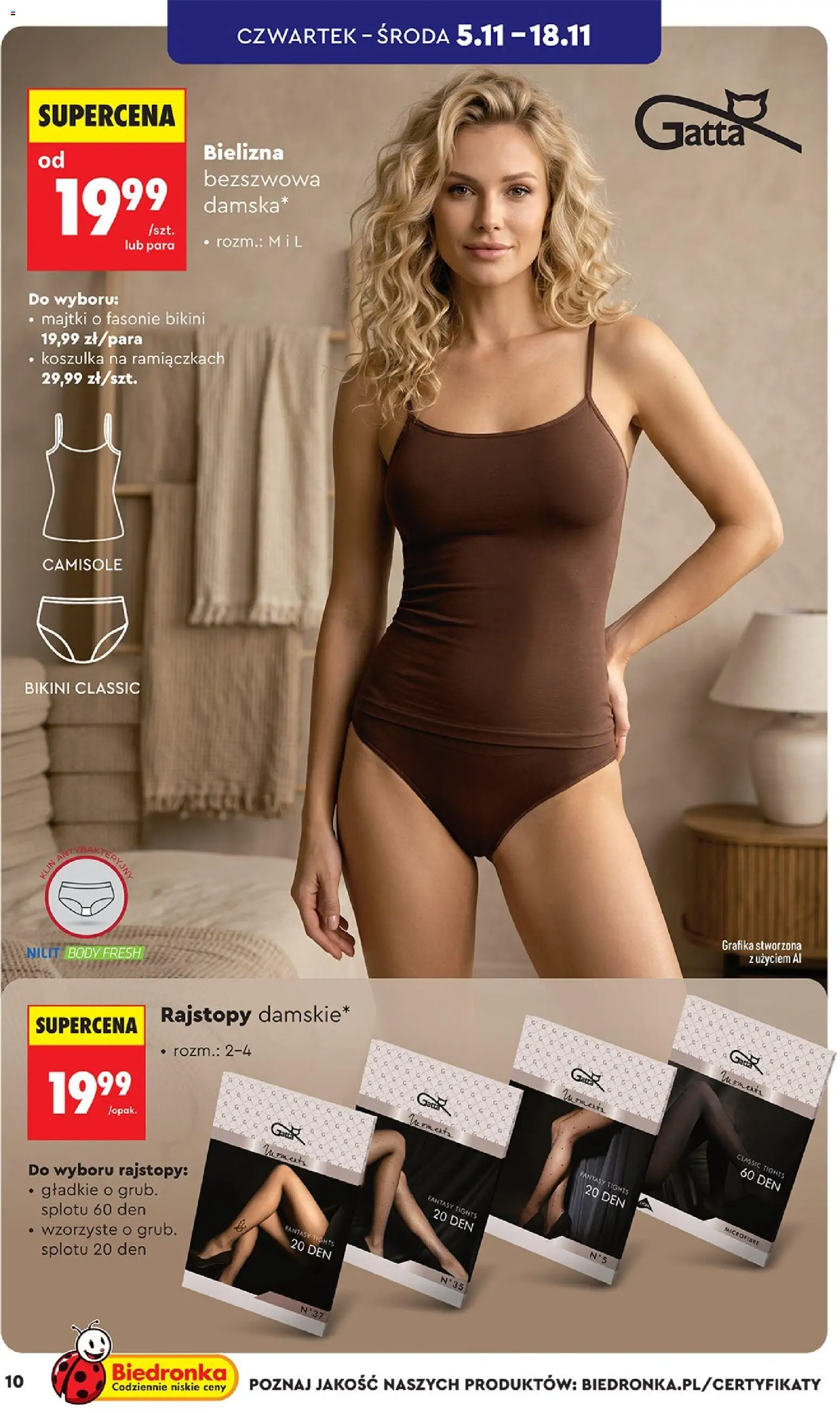 Biedronka Black Friday od 31.10.2026 | Strona: 10 | Produkty: Majtki, Rajstopy, Gatta, Body