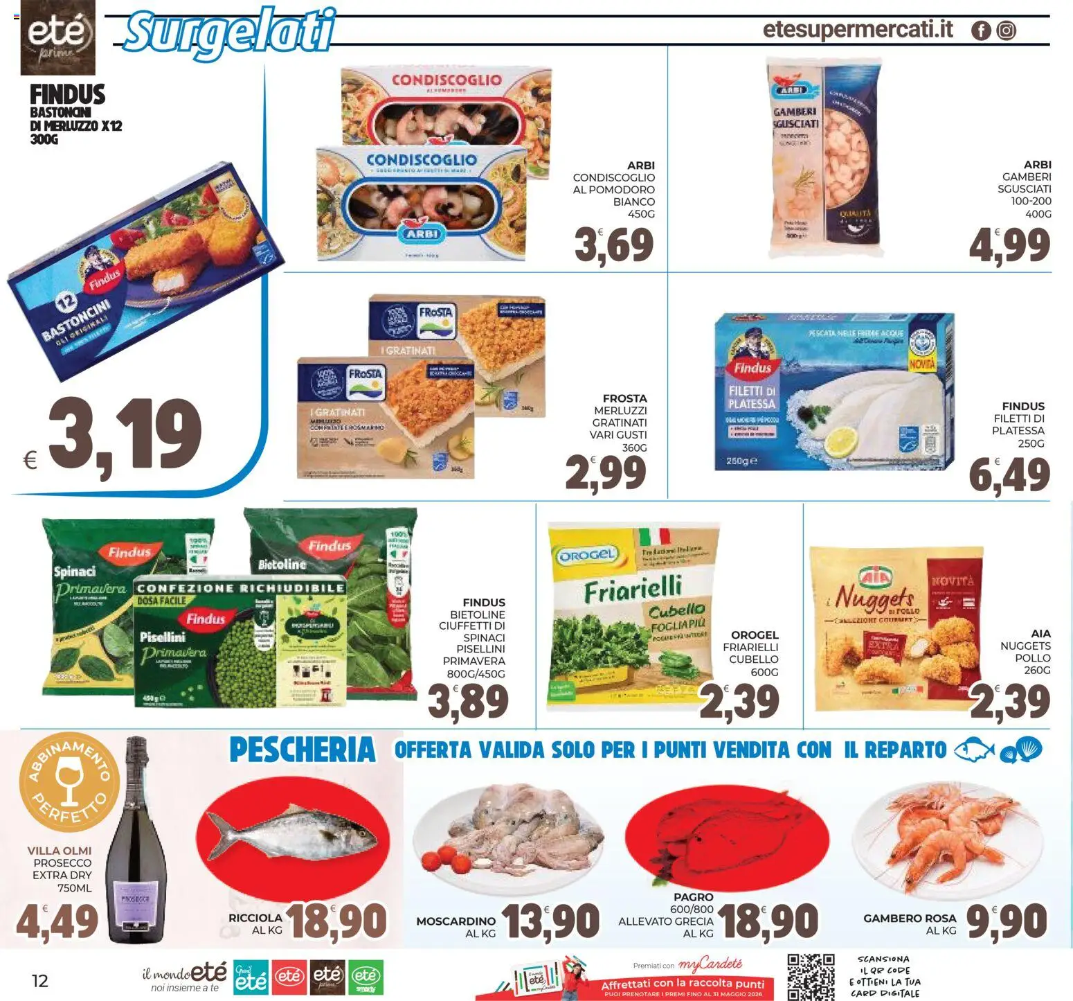 Volantino Eté del 29.04.2026 | Pagina: 12 | Prodotti: Gamberi, Prosecco, Pomodoro, Spinaci