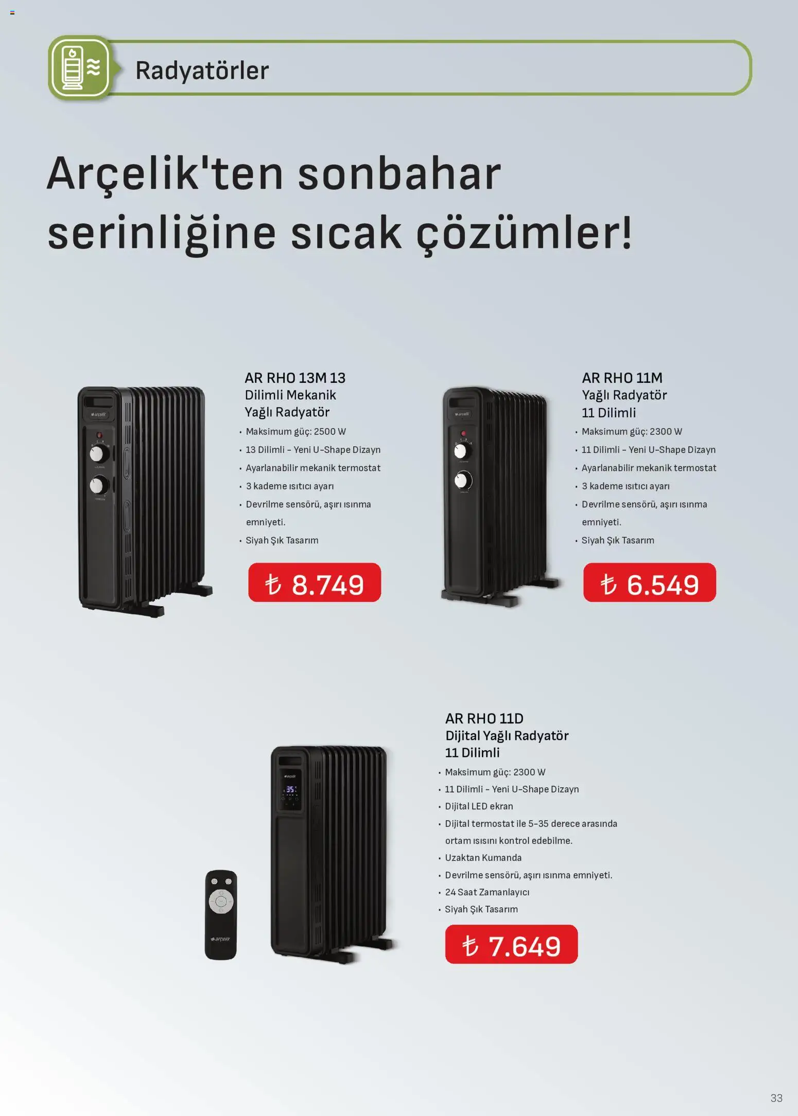 Arçelik - İklimlendirme Kataloğu - 17 Ağustos 2026 tarihinden itibaren geçerlidir | Sayfa: 33