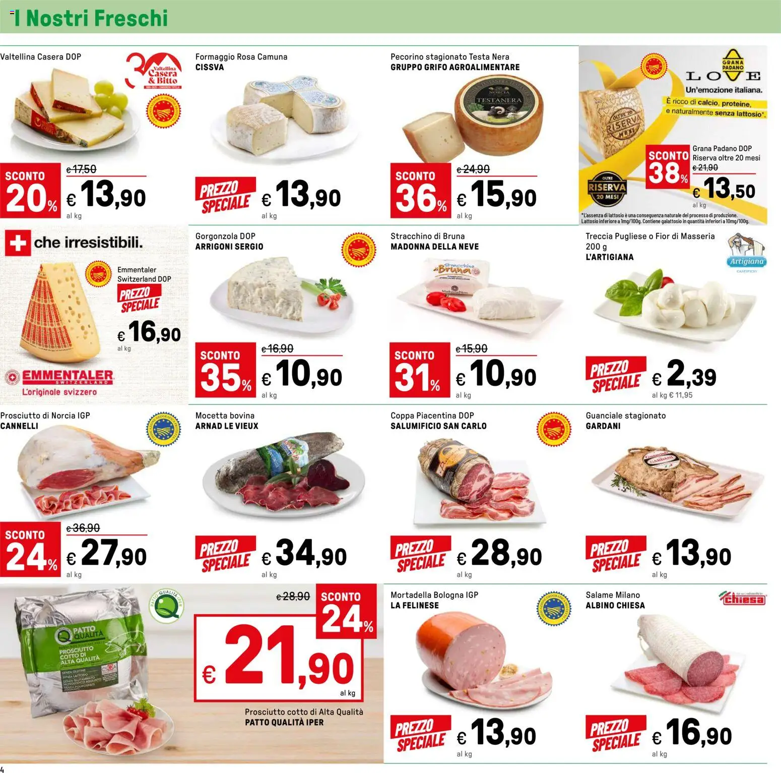 Volantino Iper del 22.05.2026 | Pagina: 4 | Prodotti: Salame, Mortadella, Grana Padano, Stracchino