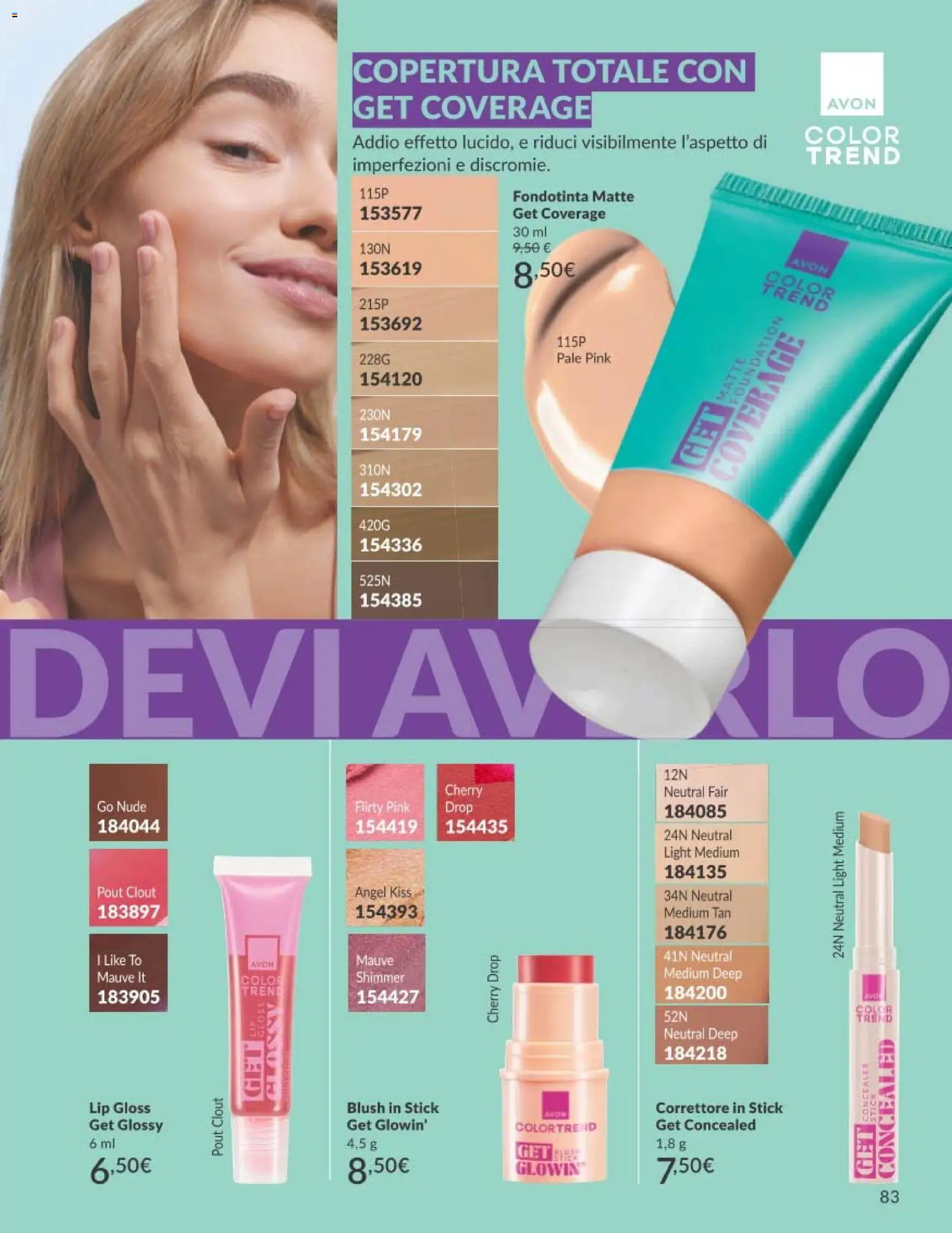 Volantino Avon del 01/09/2026 | Pagina: 83 | Prodotti: Fondotinta, Correttore, Blush