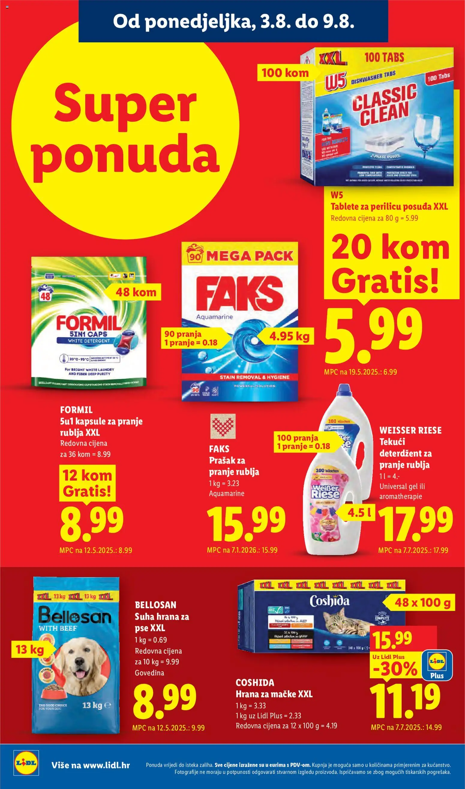 Lidl katalog | vrijedi od 03.08.2026 | Stranica: 20 | Proizvodi: Deterdžent za pranje rublja, Prašak za pranje, Govedina, Coshida