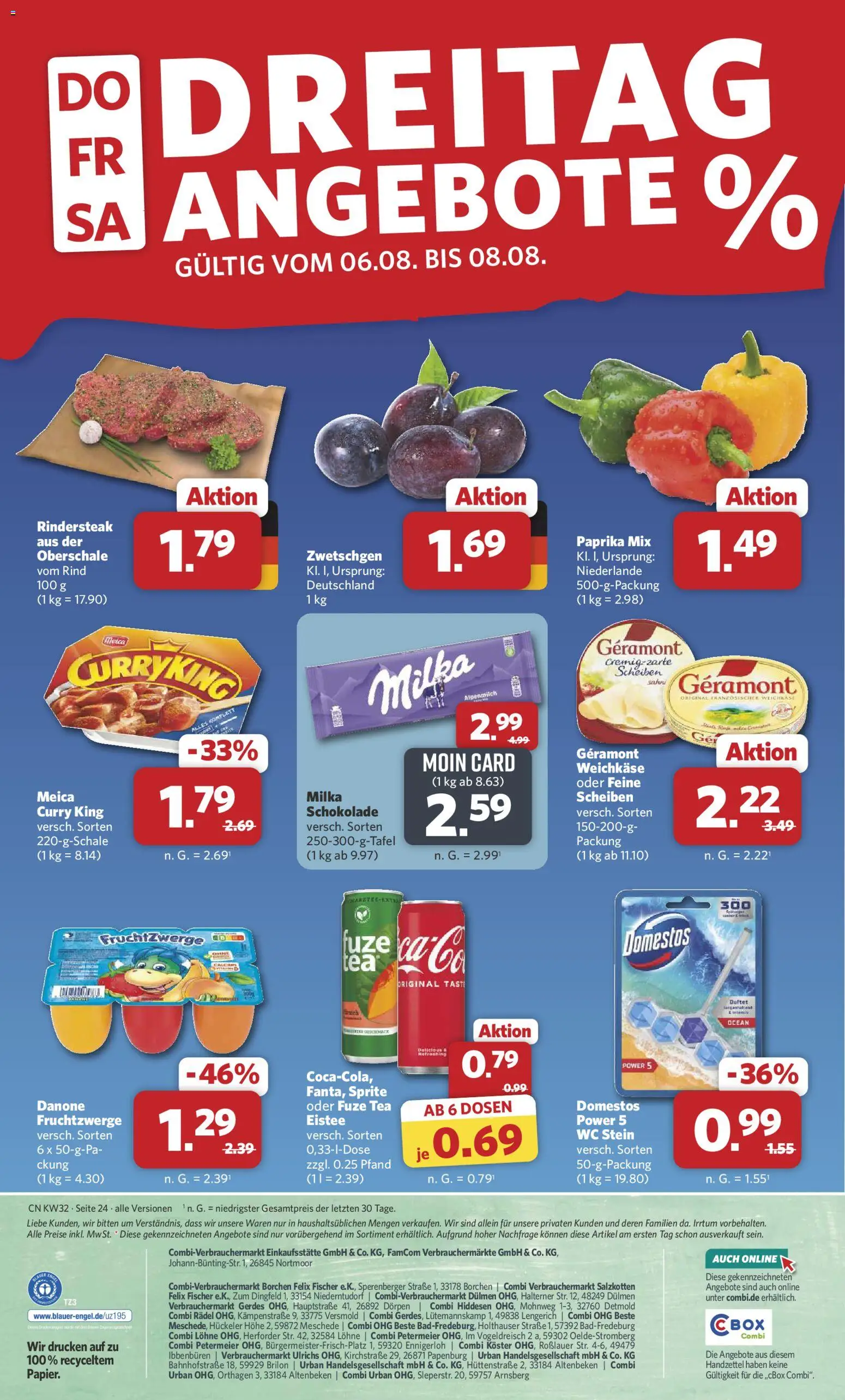 Combi Prospekt – gültig ab 03.08.2026 | Seite: 28 | Produkte: Geramont, Sprite, Meica, Paprika