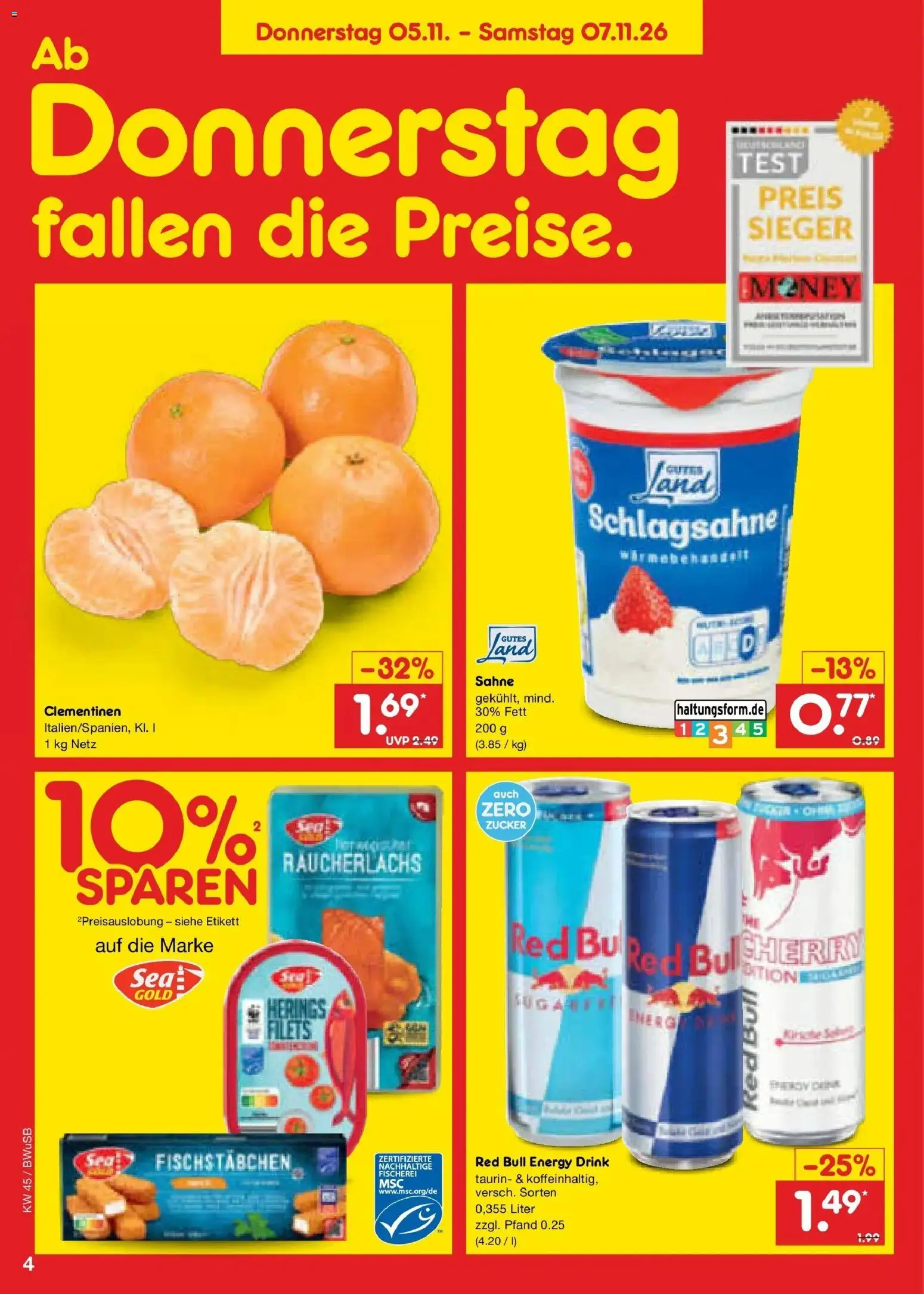 Netto Marken-Discount Prospekt Bielefeld (ab 02.11.2026) » Angebote | Seite: 54 | Produkte: Schlagsahne, Räucherlachs, Zucker, Sahne