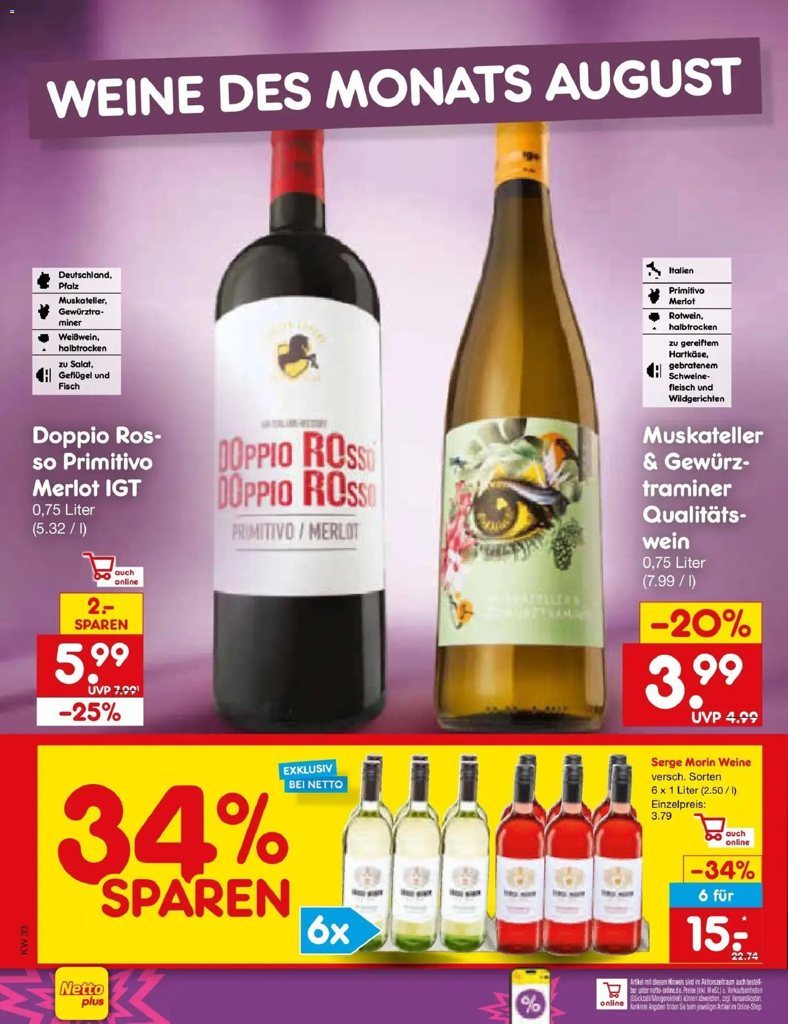 Netto Marken-Discount Prospekt Katzweiler (ab 10.08.2026) » Angebote | Seite: 26 | Produkte: Merlot, Fisch, Wein, Fleisch