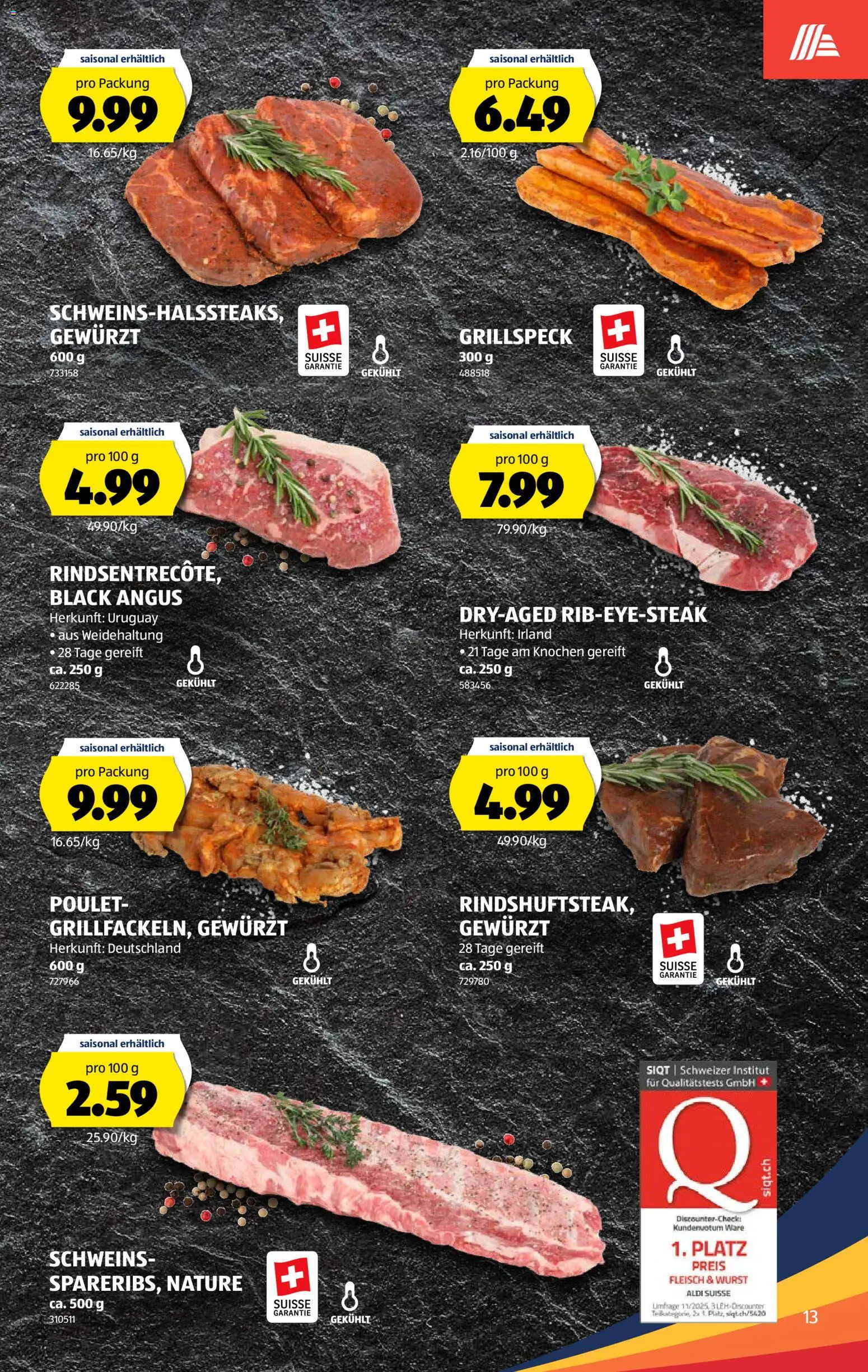 Aldi aktionen – gültig ab 09.07.2026 | Seite: 13 | Produkte: Spare Ribs, Wurst, Grill