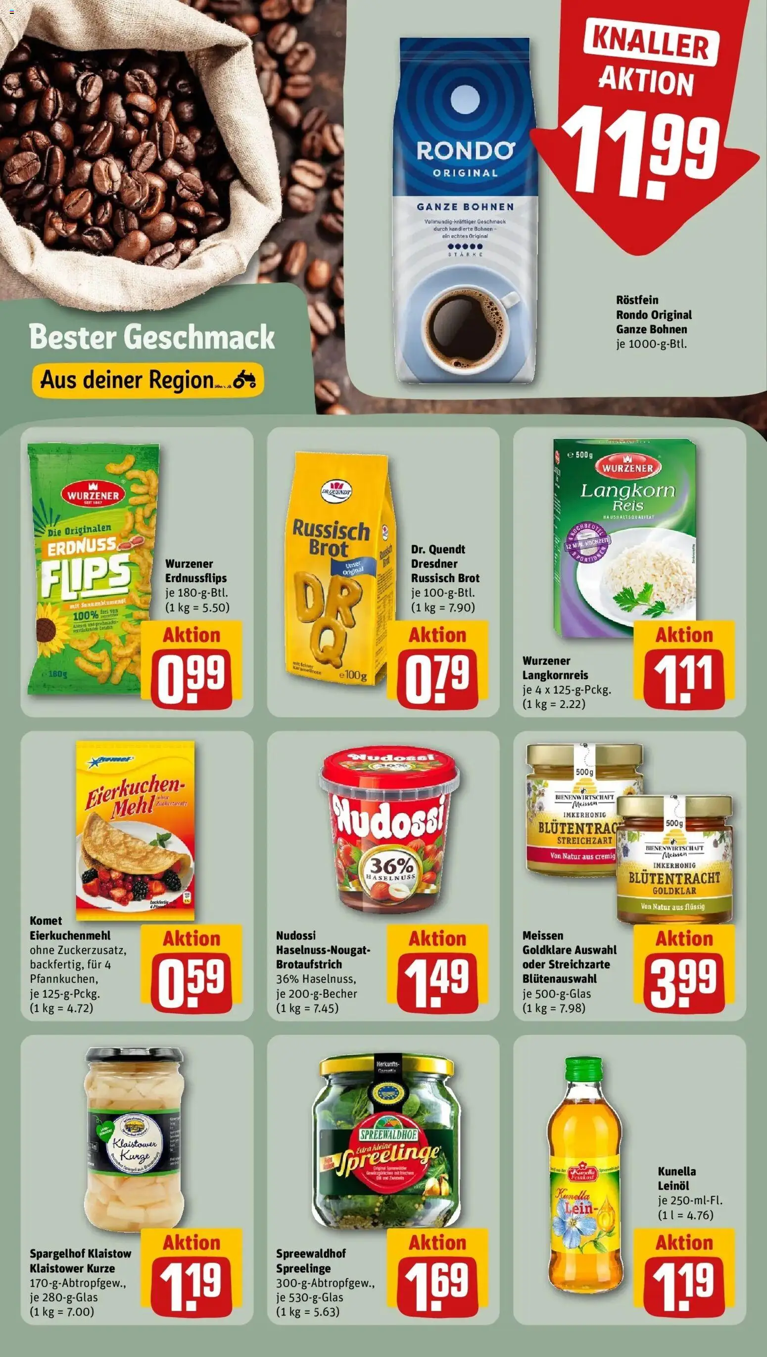 Rewe Prospekt Berlin / Grunewald – gültig ab 13.07.2026 | Seite: 16 | Produkte: Mehl, Leinöl, Brot, Reis