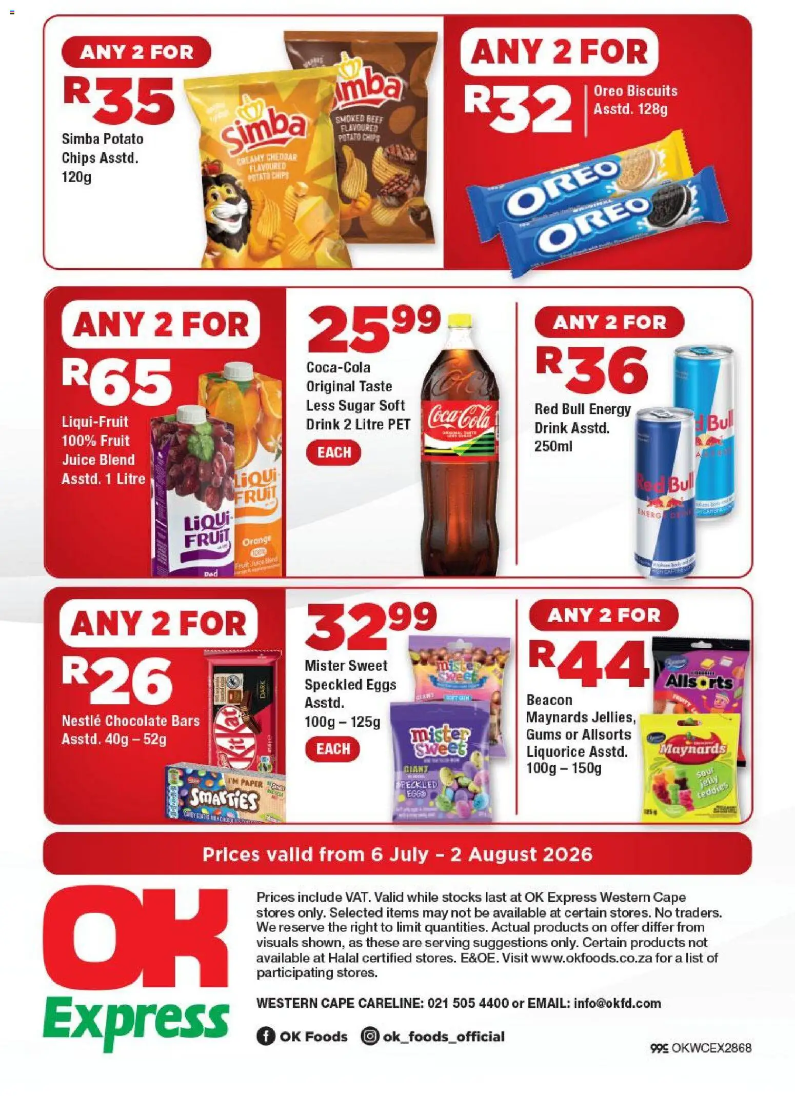 New OK Foods catalogue – valid from 06/07/2026 | Page: 4 | Products: Biscuits, Chips, Fruit, Paper