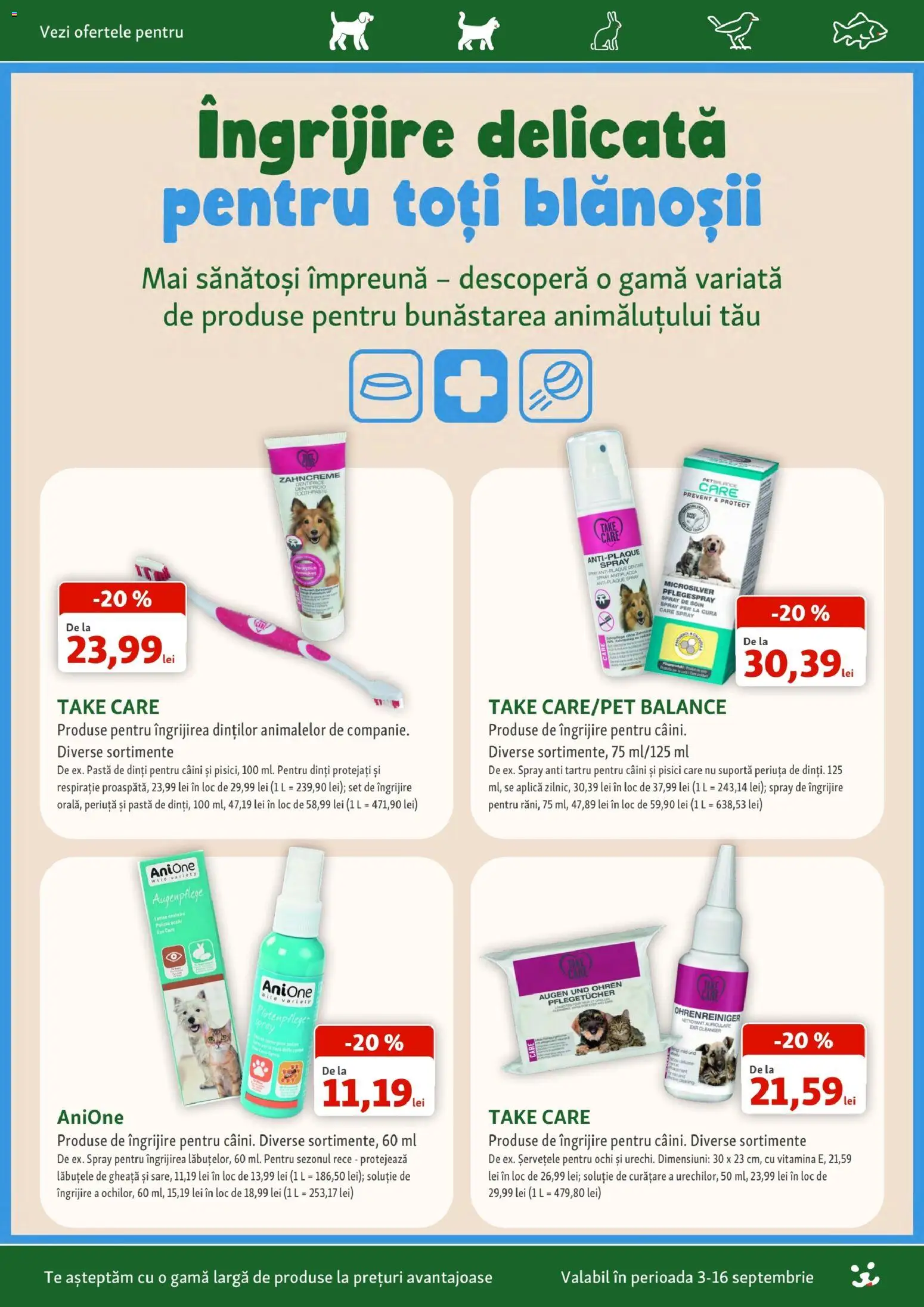 Noul catalog Fressnapf – valabil de la 03.09.2026 | Pagină: 3 | Produse: Ochi, Aplică, Pastă de dinți, Solutie de curatare