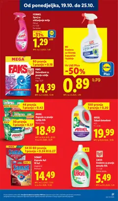 FAKS Deterdžent za pranje rublja, 4.4 kg, 1 kg = 3.27 - Pregled kataloga iz trgovine Lidl, vrijedi od 19.10.2026 | Stranica: 27