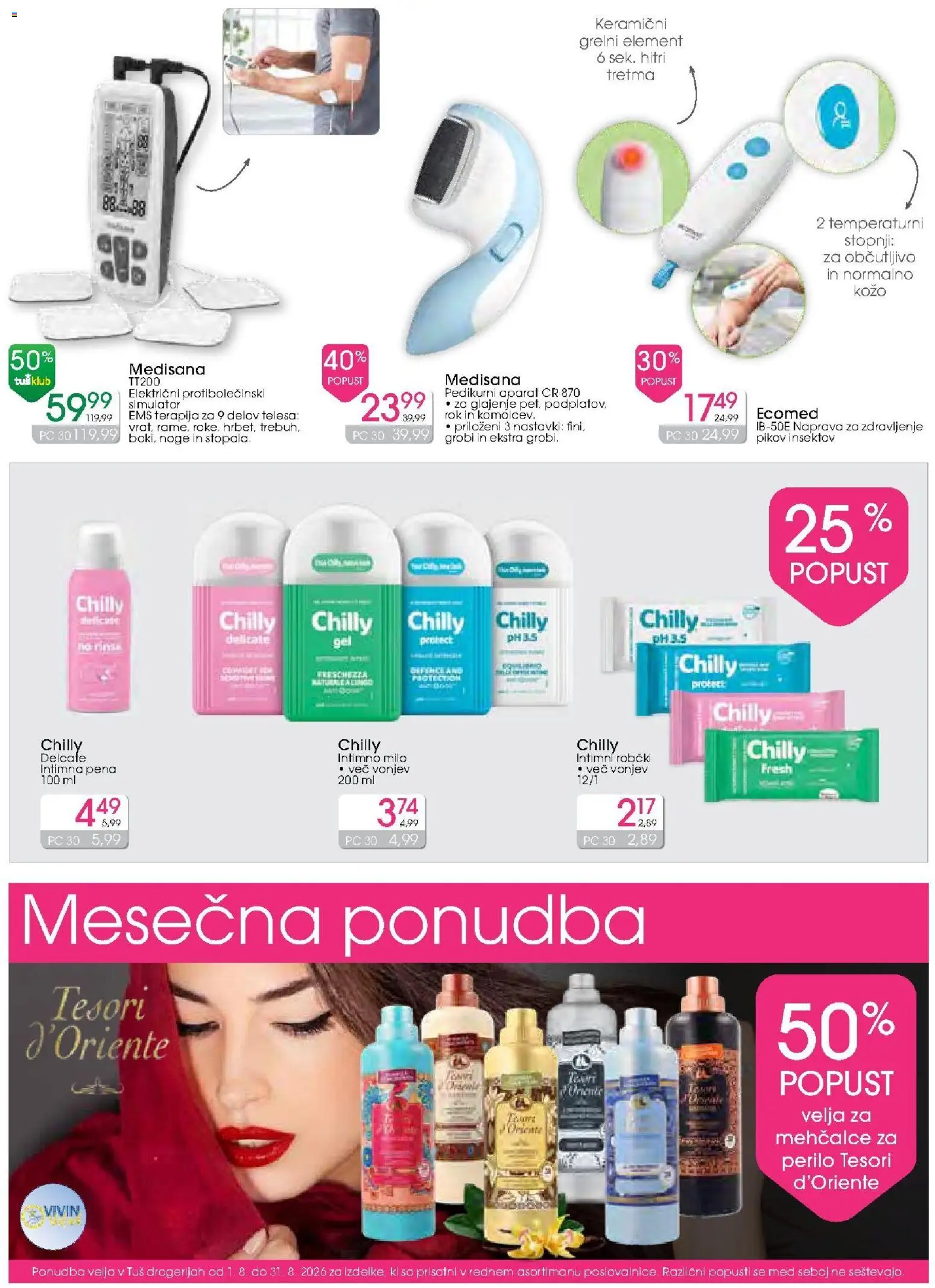 Novi Tuš drogerija katalog ponudbe – veljaven od 12.08.2026 | Stran: 15 | Izdelki: Med, Intimno milo, Robčki, Milo