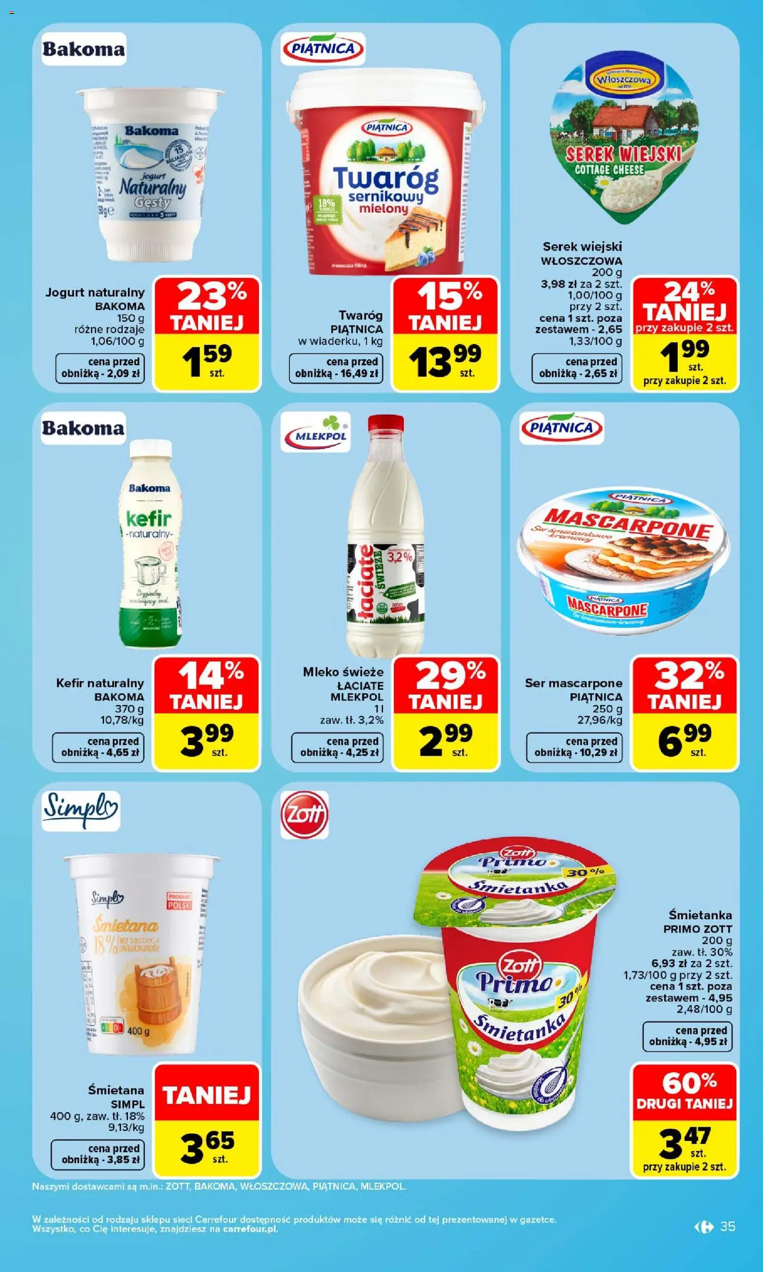 Carrefour gazetka od 14.09.2026 | Strona: 37 | Produkty: Jogurt naturalny, Kefir naturalny, Ser mascarpone, Twaróg