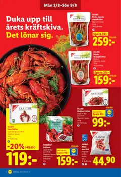 ULLMO Stora kräftor, Stora kräftor - Förhandsvisning av reklamblad från butik Lidl aktuell från 03/08/2026 | Sida: 6 | Produkter: Kräftor, Räkor