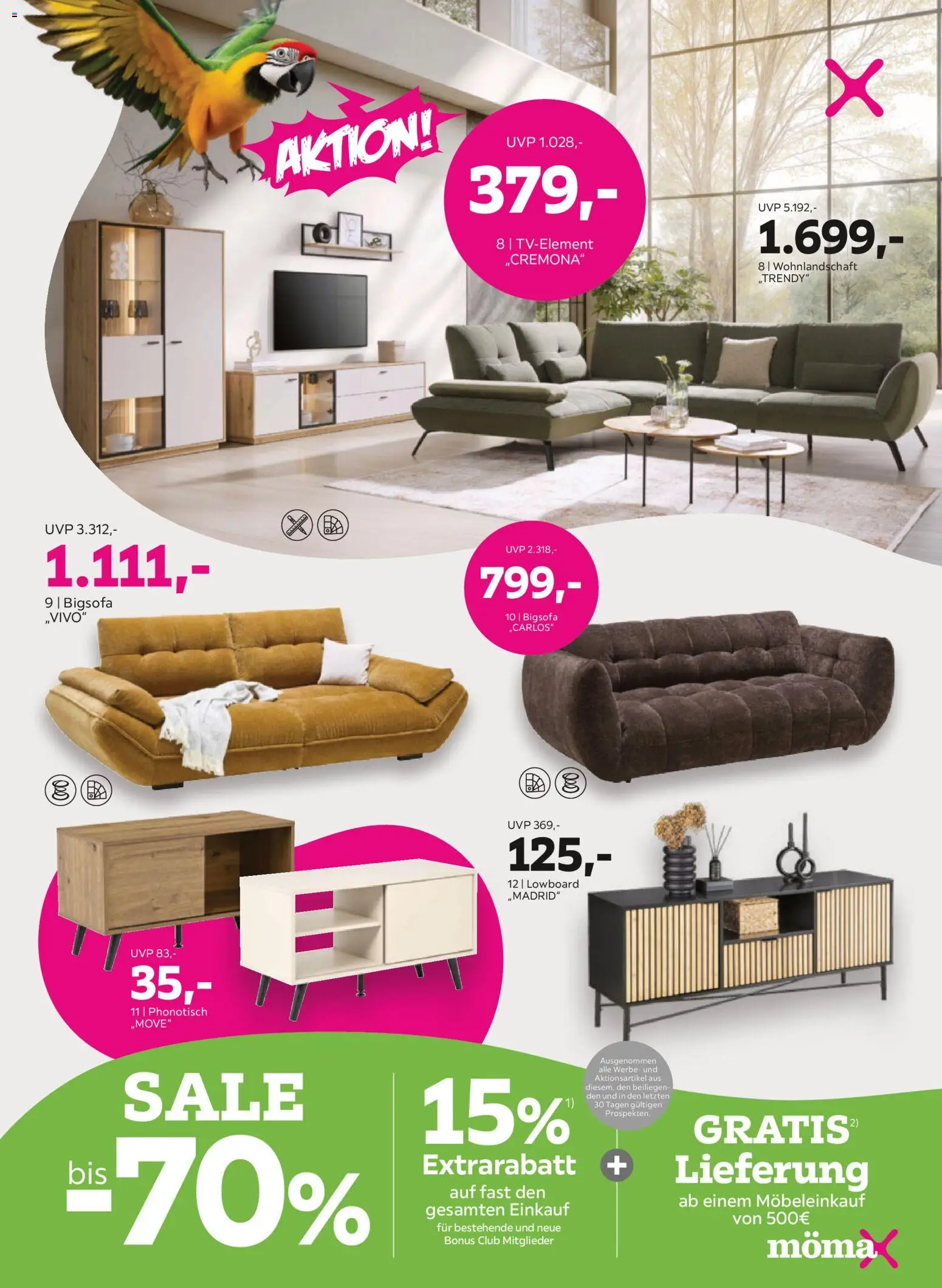 Mömax Prospekt – gültig ab 29.06.2026 | Seite: 3 | Produkte: Wohnlandschaft, Bigsofa, Lowboard