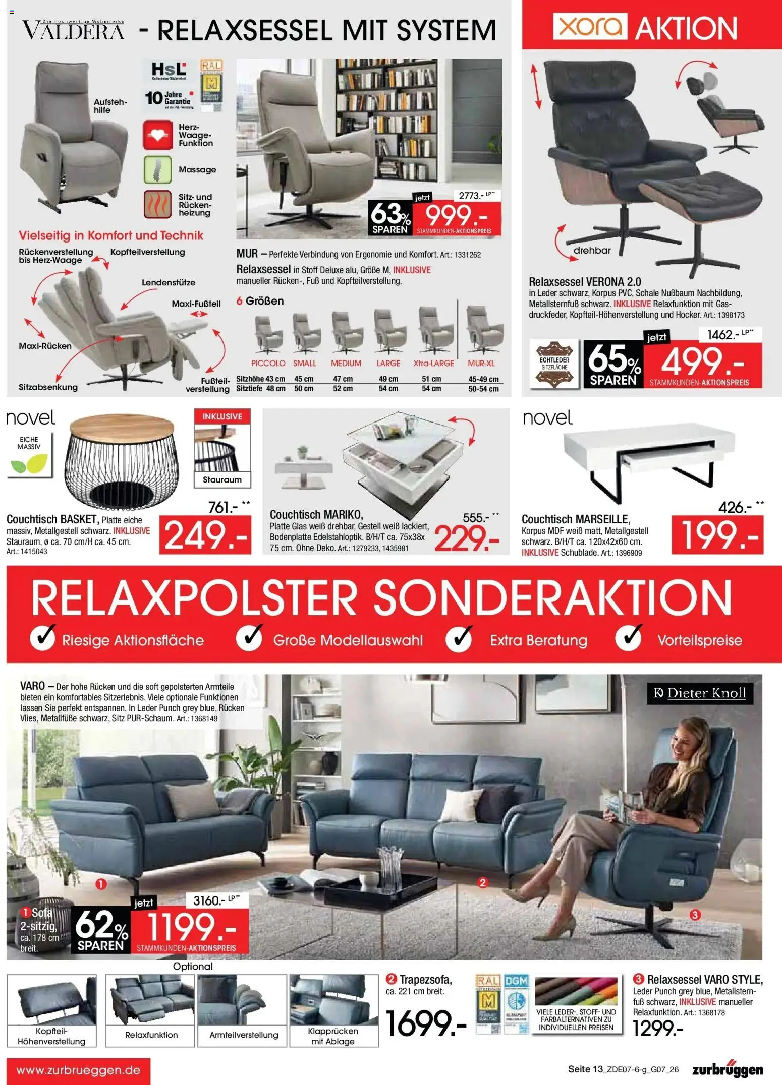 Zurbrüggen Sonderverkauf – gültig ab 09.07.2026 | Seite: 13 | Produkte: Relaxsessel, Sofa, Couchtisch