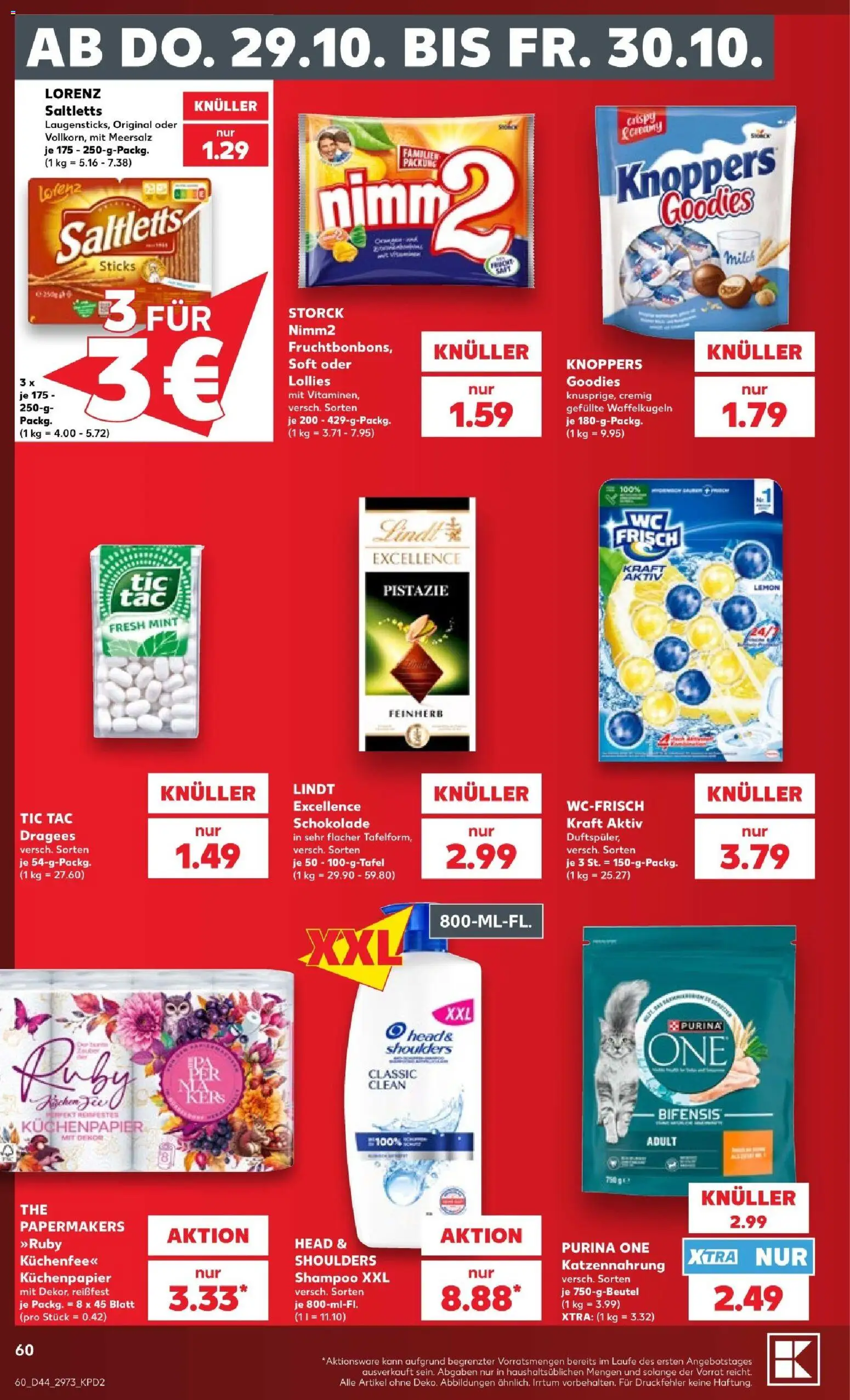 Kaufland Prospekt Zeitz – gültig ab 26.10.2026 | Seite: 60 | Produkte: Purina one, Milch, Shampoo, Lindt
