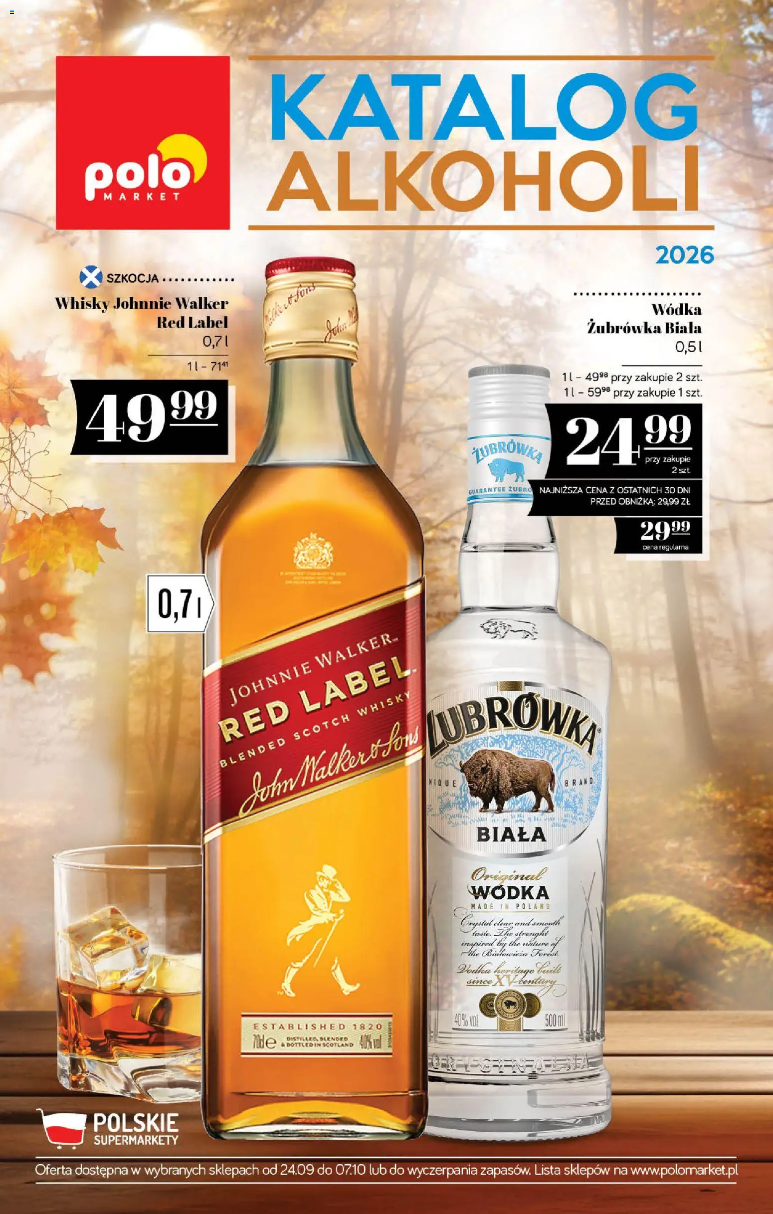 POLOmarket katalog - Alkoholi od 24.09.2026 | Strona: 1 | Produkty: Scotch whisky, Żubrówka, Wódka, Whisky