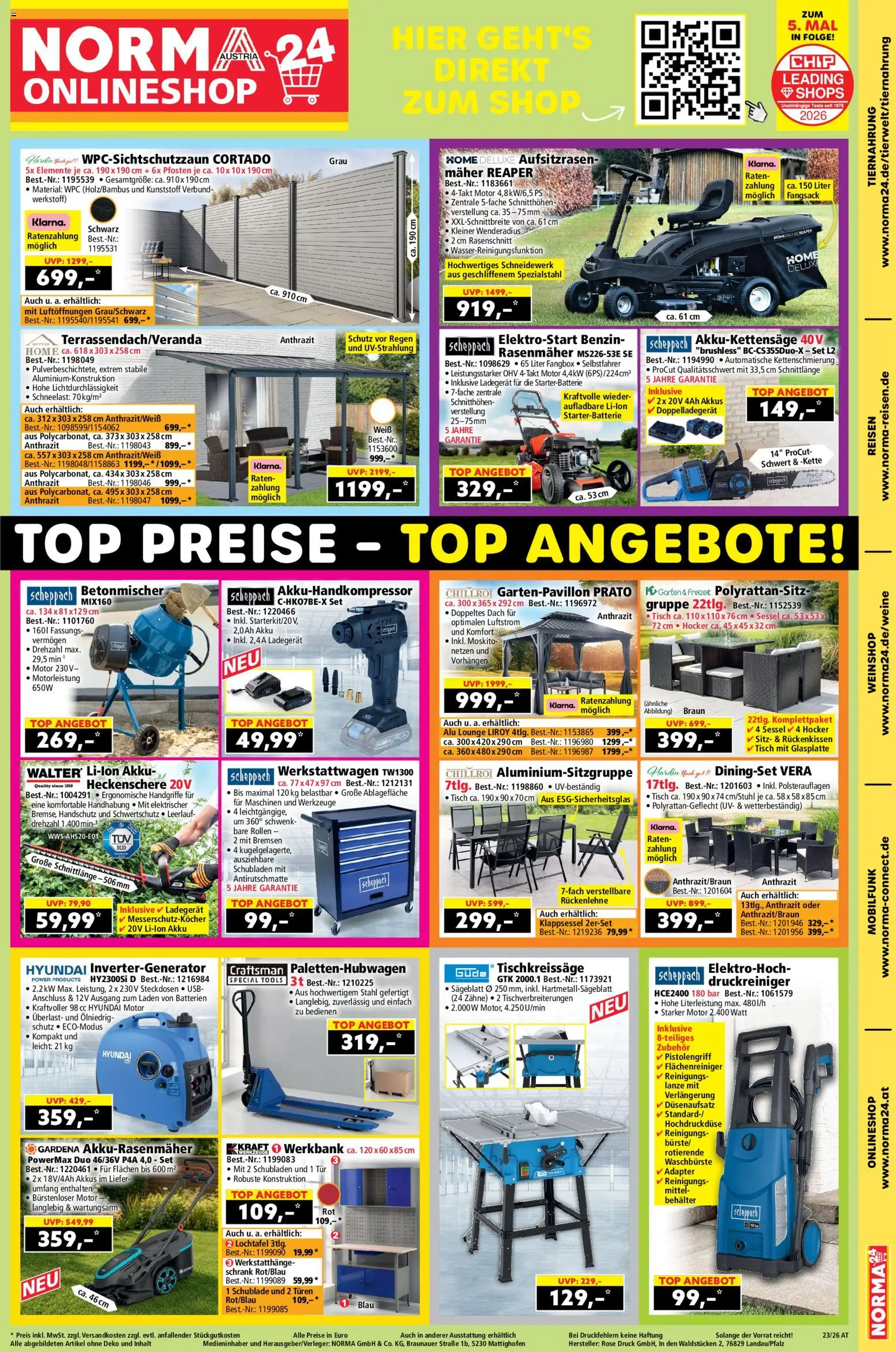 Norma Flugblatt gültig ab 01.06.2026 | Seite: 19 | Produkte: Adapter, Rasenmäher, Sessel, Schrank
