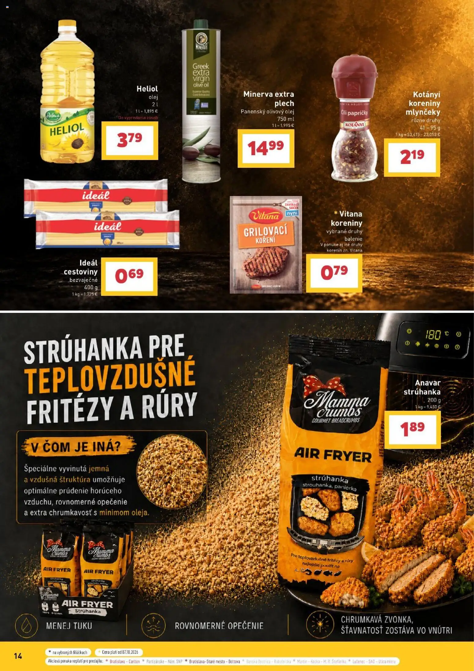 Nové Billa akcie – leták je platný od 30.09.2026 | Strana: 14 | Produkty: Strúhanka, Olej, Cestoviny, Olivový olej