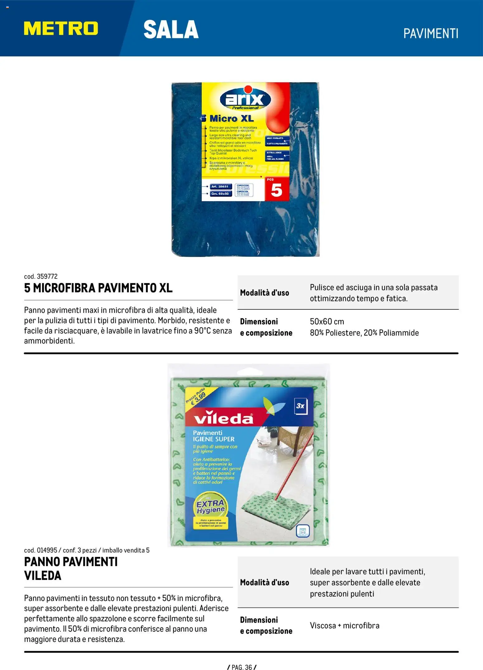 Volantino Metro del 04.06.2026 | Pagina: 36 | Prodotti: Pavimento, Top, Lavatrice