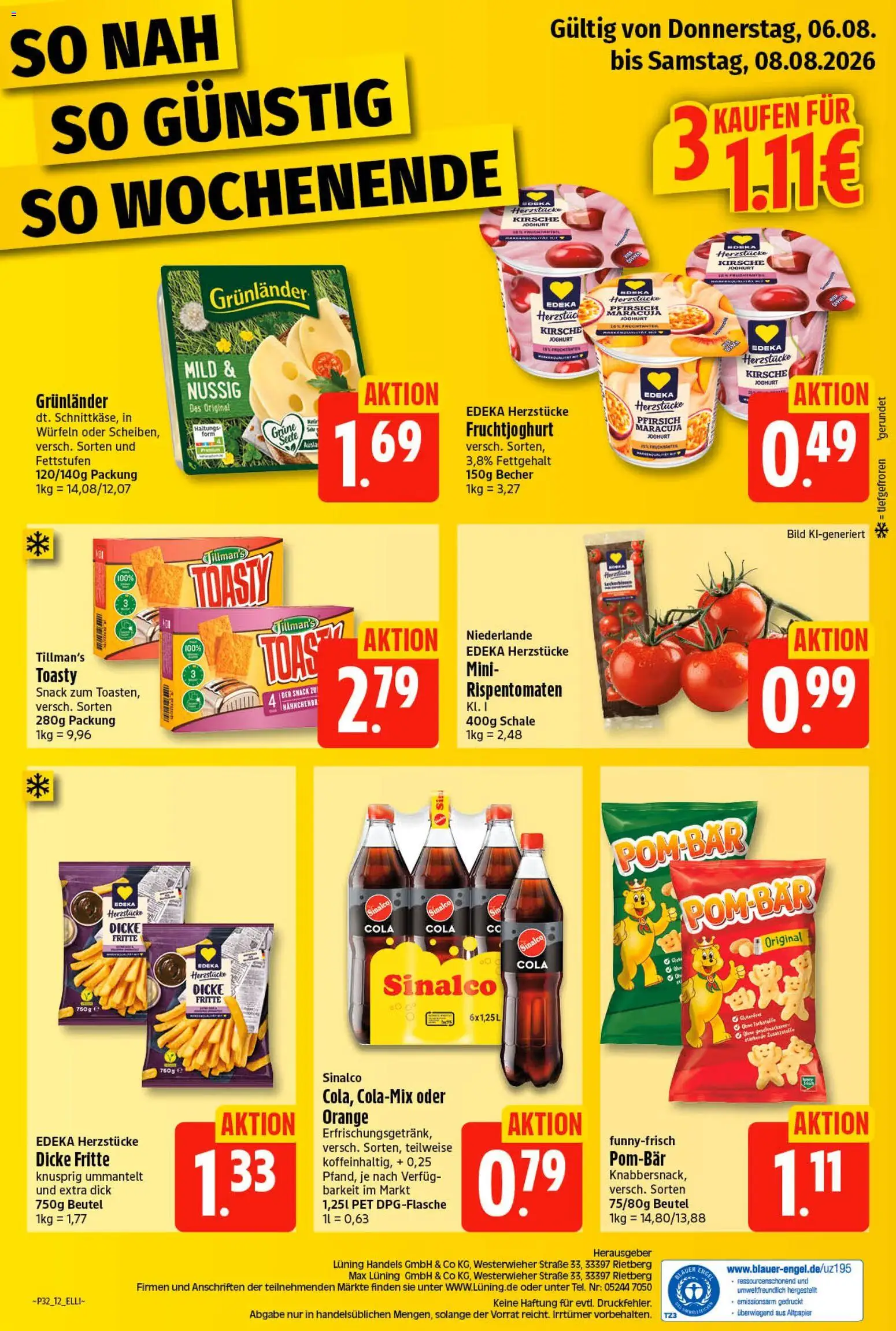 Elli Markt Prospekt – gültig ab 03.08.2026 | Seite: 12 | Produkte: Sinalco, Joghurt, Fruchtjoghurt, Pfirsich