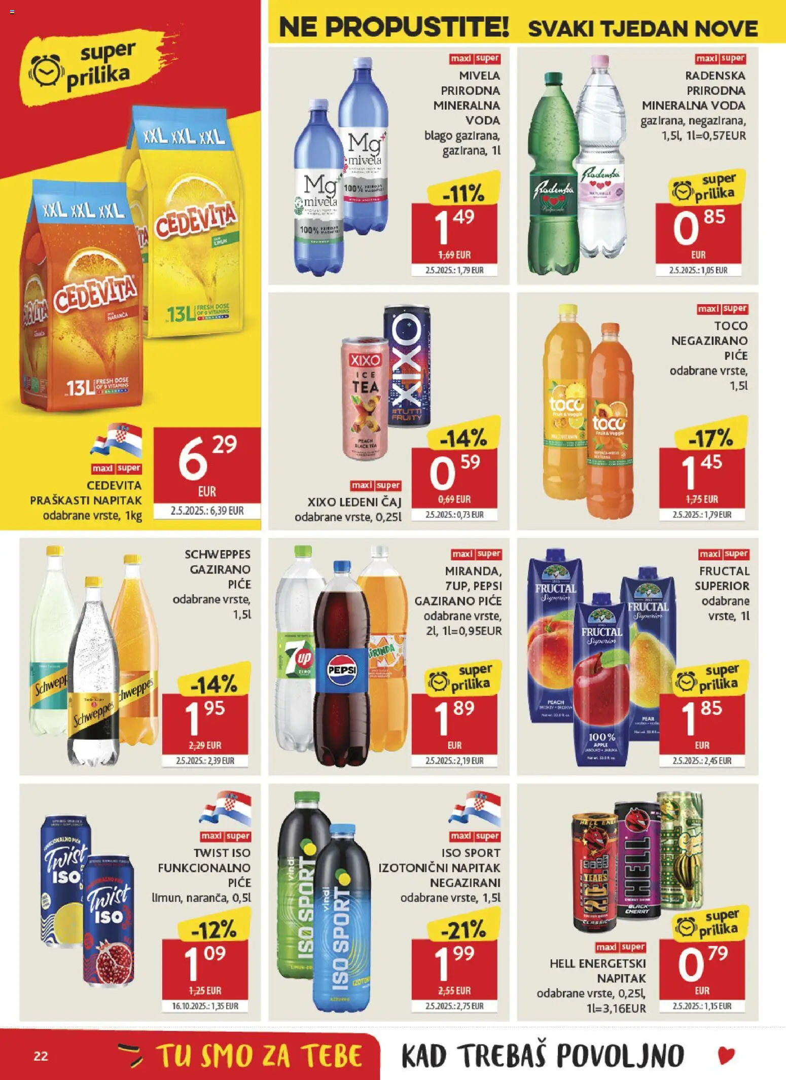 Konzum HR akciós ujság - amely érvényes a következő dátumtól: 2026.08.19. | Oldal: 22 | Termékek: Pepsi, Taco, XIXO, Tea