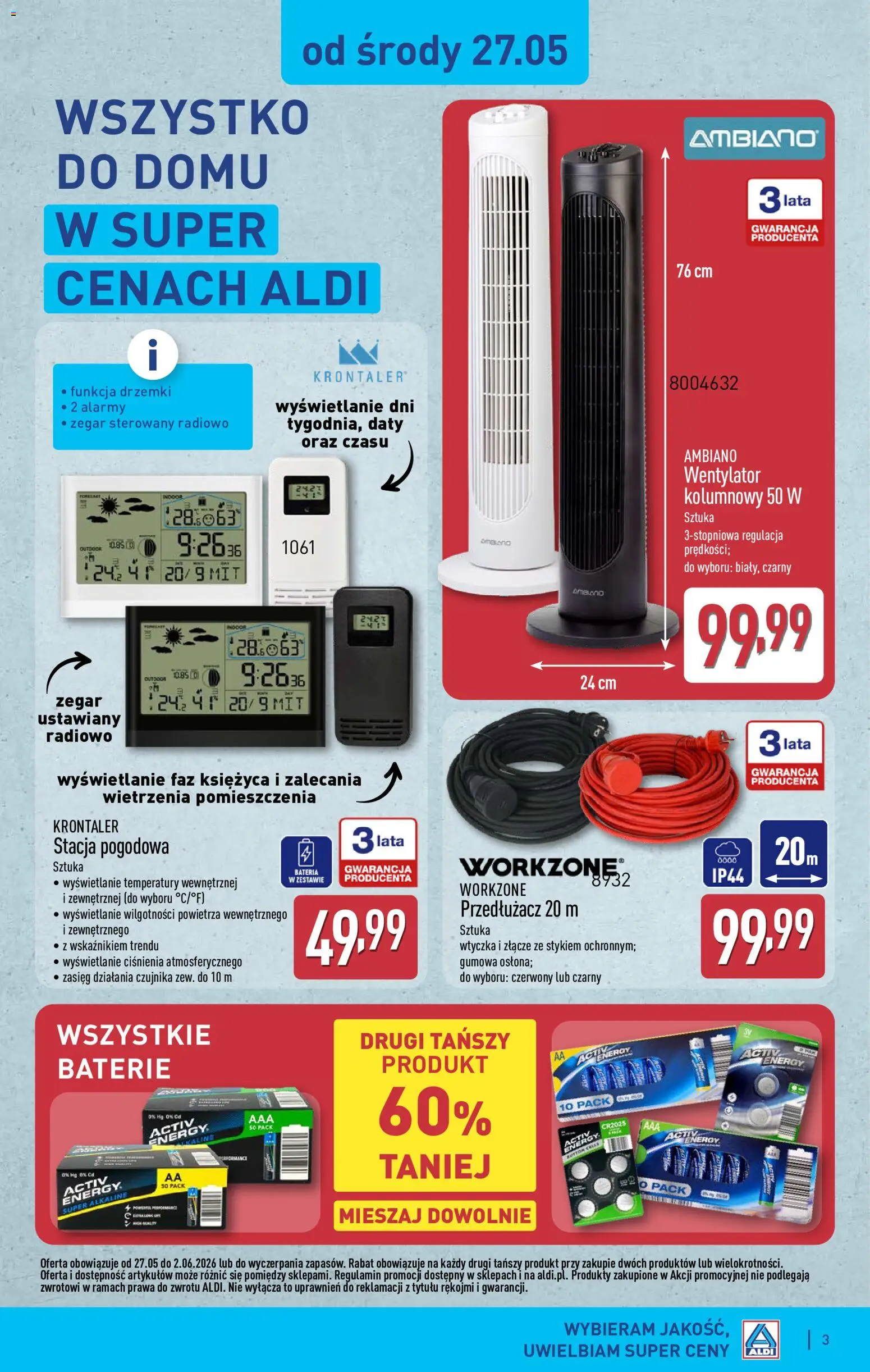 Aldi Polsko leták - Ostatnie sztuki w wybranych sklepach od 27.05.2026 | Strana: 3 | Produkty: Cd, Baterie
