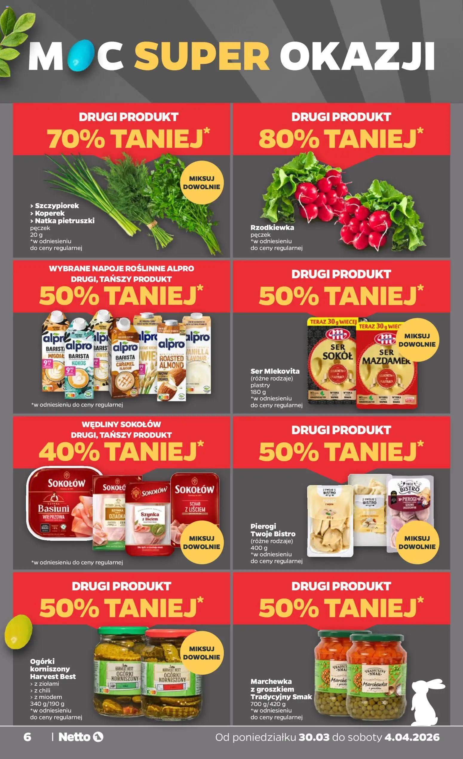 Netto gazetka od poniedziałku spożywcza od 30.03.2026 | Strona: 6 | Produkty: Schab, Napoje, Szynka, Ser