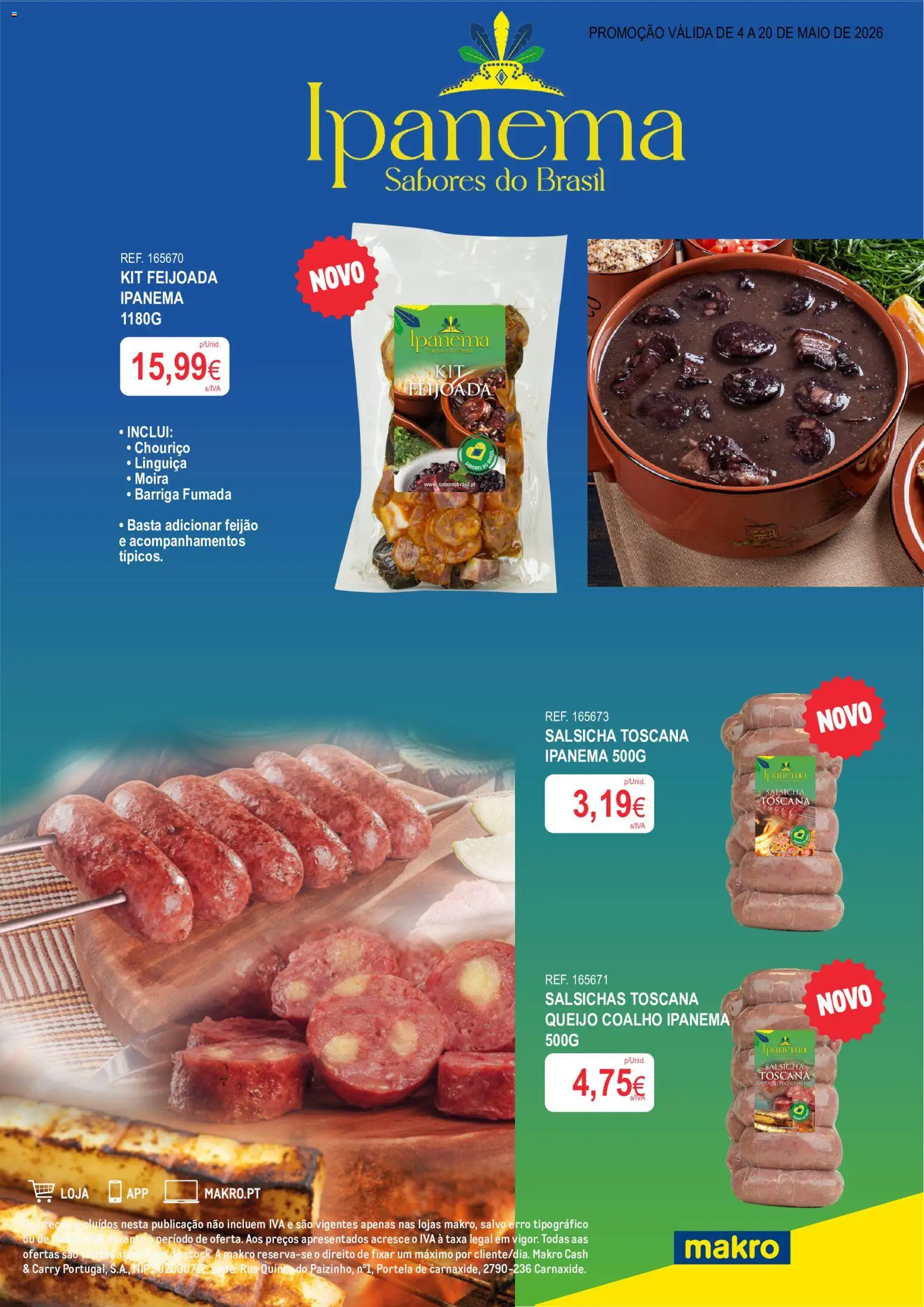 Makro Monofolha Prisca │ válido de 04.05.2026 | Página: 2 | Produtos: Salsicha, Linguiça, Queijo, Chouriço