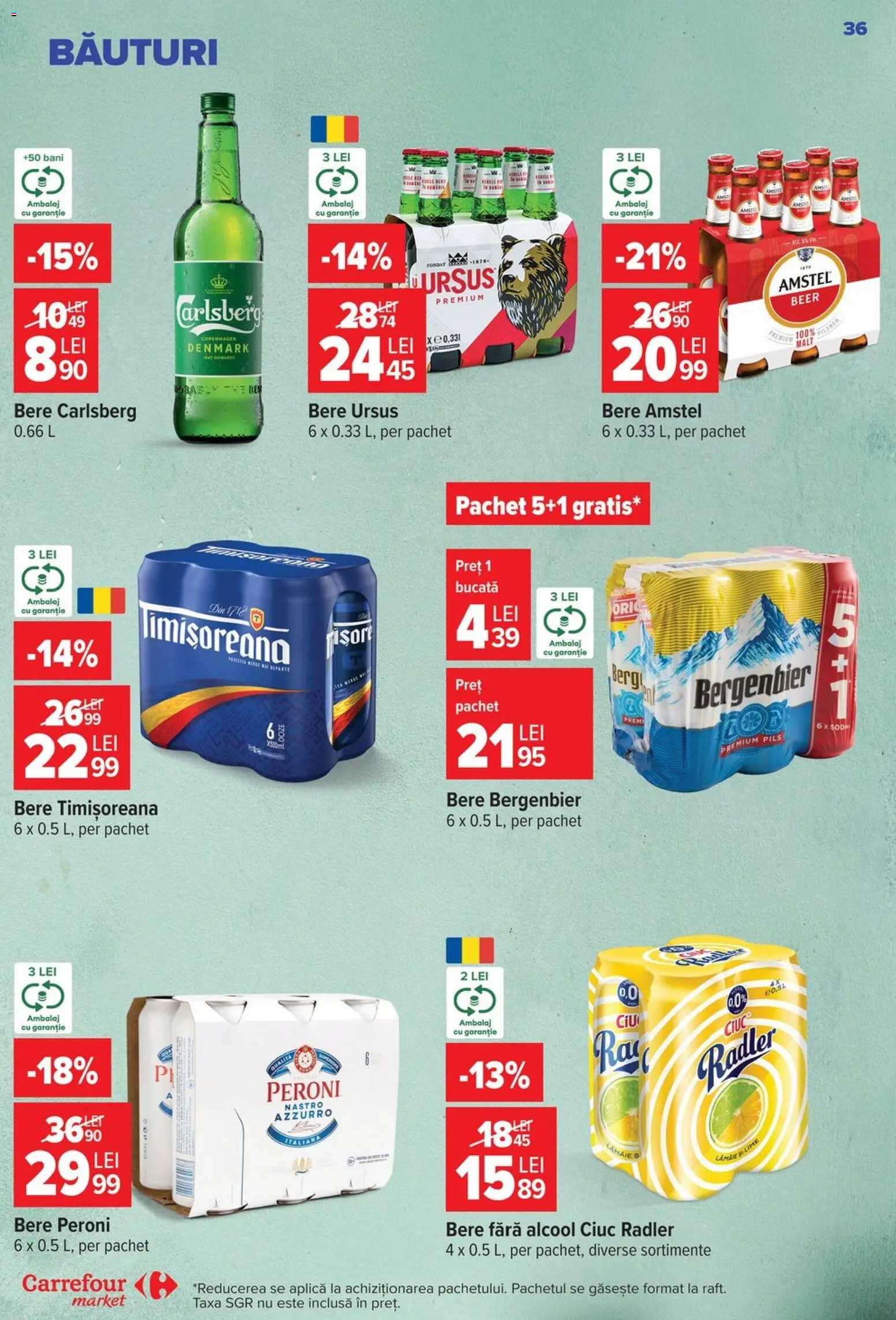 Noul catalog Carrefour – valabil de la 30.09.2026 | Pagină: 36 | Produse: Premium, Ursus, Bere fara alcool, Bere