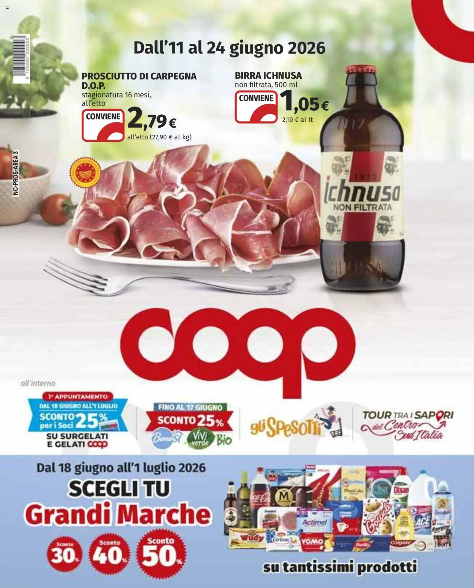 Volantino COOP del 11.06.2026 | Pagina: 1 | Prodotti: Birra, Prosciutto