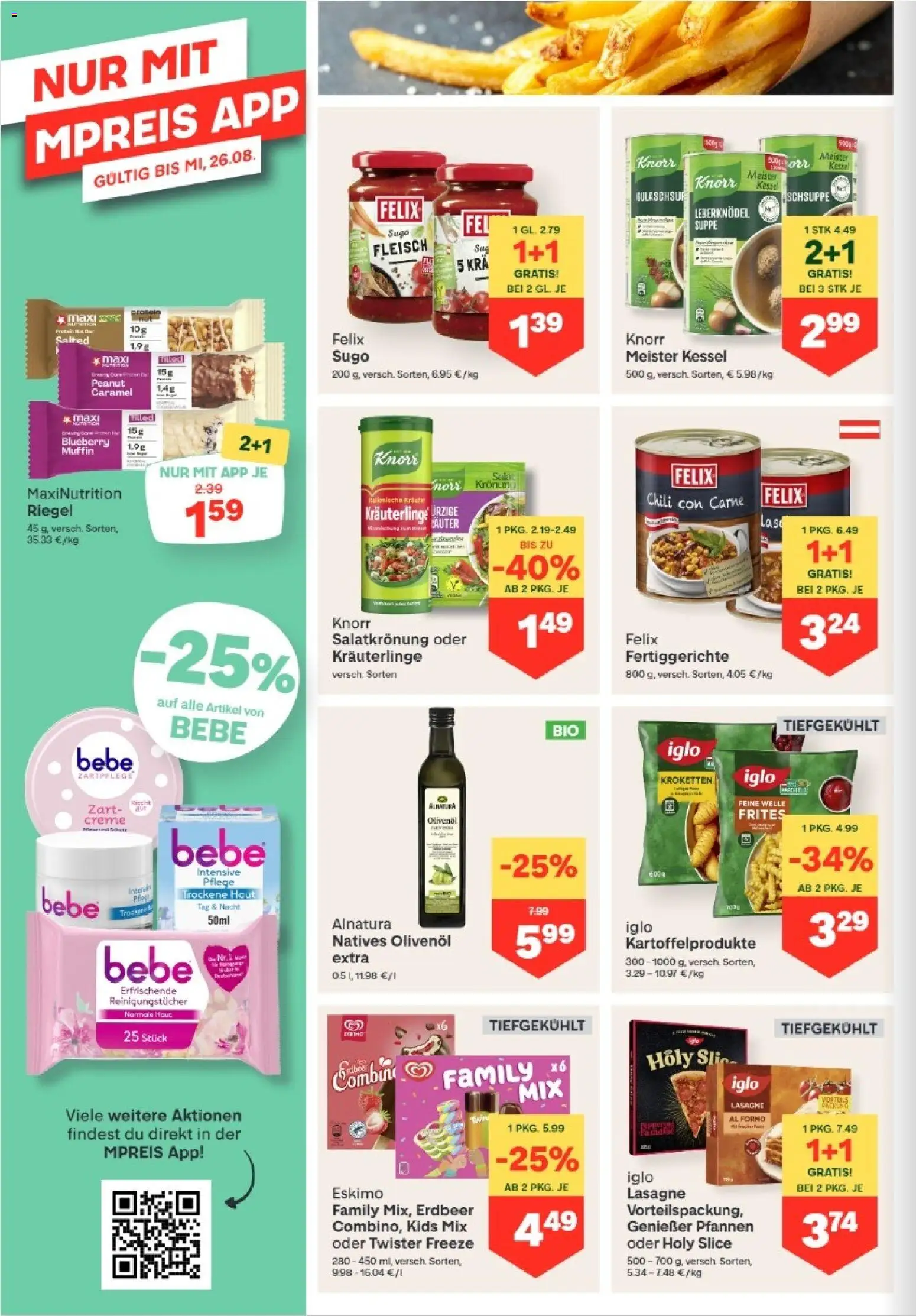 MPREIS Absam gültig ab 20.08.2026 | Seite: 8 | Produkte: Fertiggerichte, Chili, Creme, Reinigungstücher
