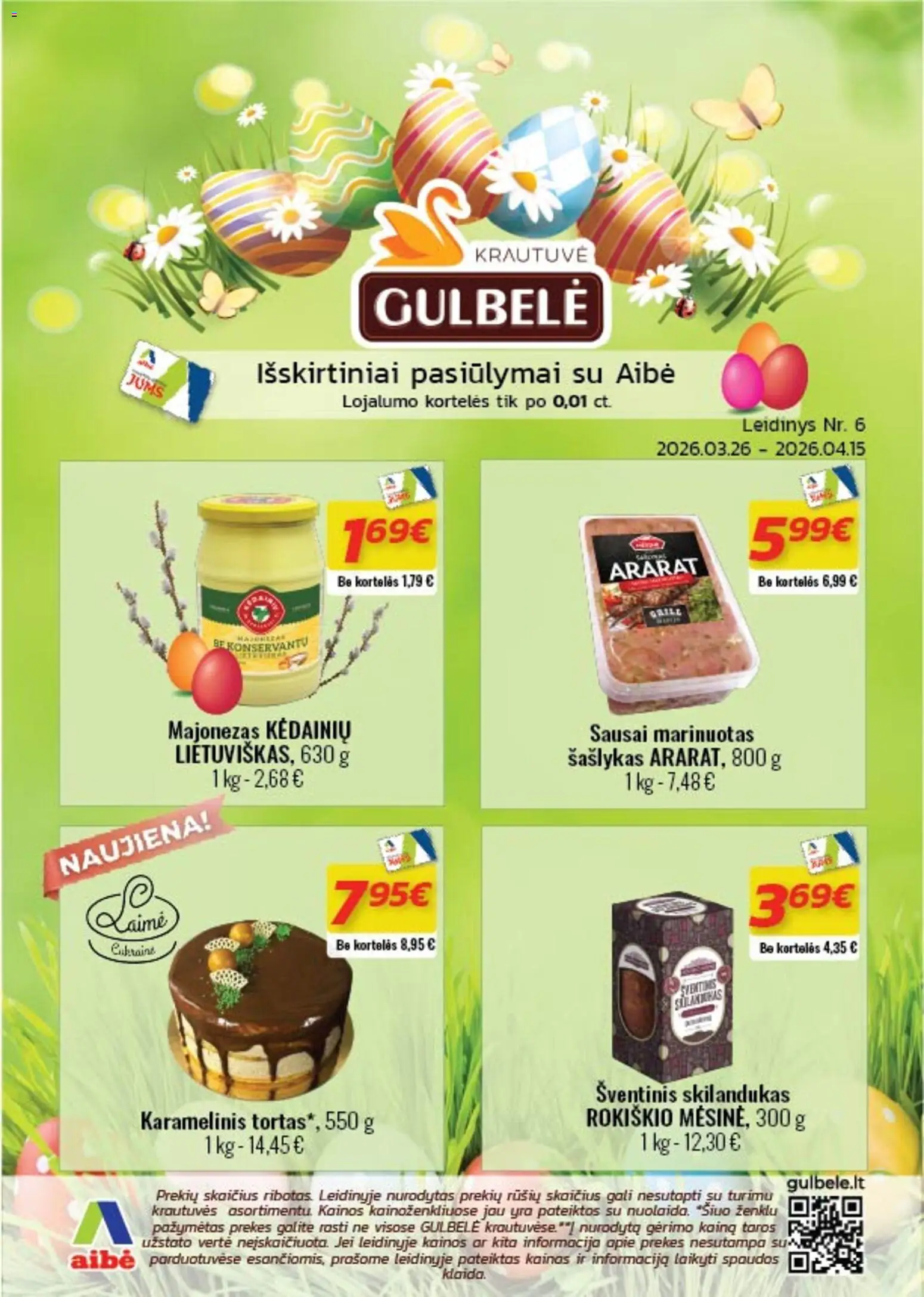 Gulbele akcijos nuo 2026.03.26 | Puslapis: 1 | Prekių: Tortas, Majonezas