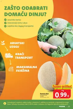 Domaća dinja, Domaća dinja, Zemlja podrijetla Hrvatska - Pregled kataloga iz trgovine Plodine, vrijedi od 01.07.2026 | Stranica: 23 | Proizvodi: Miris, Dinja