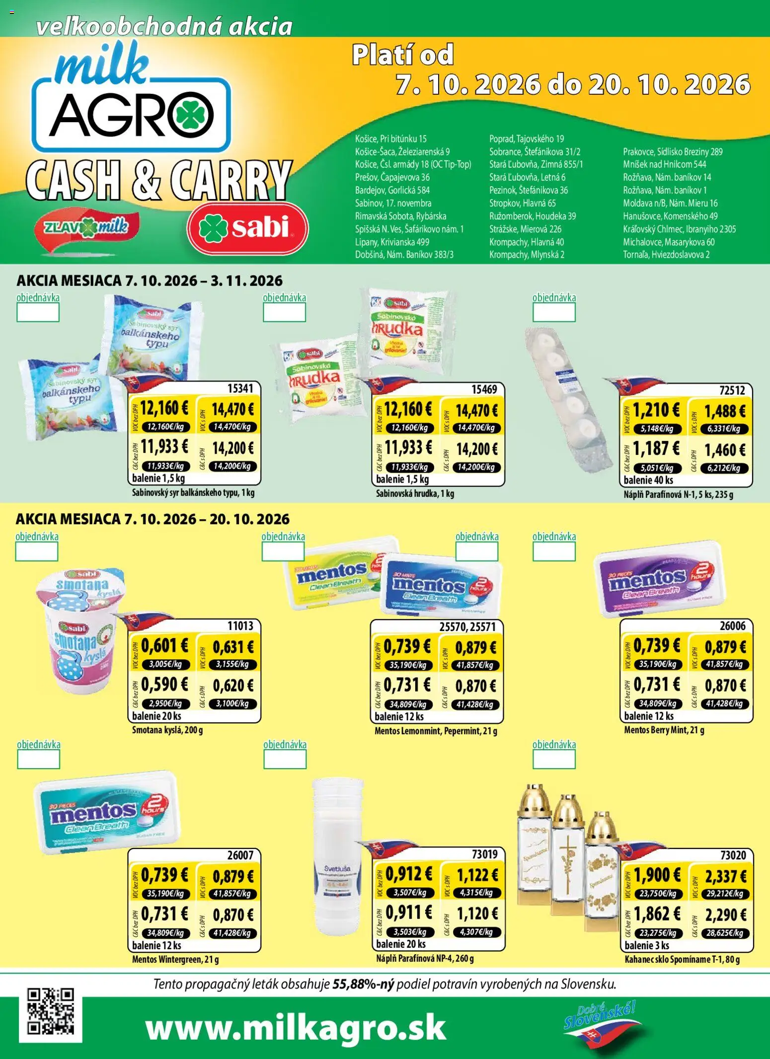 Nové Milk Agro akcie – leták je platný od 07.10.2026 | Strana: 1 | Produkty: Syr, Smotana