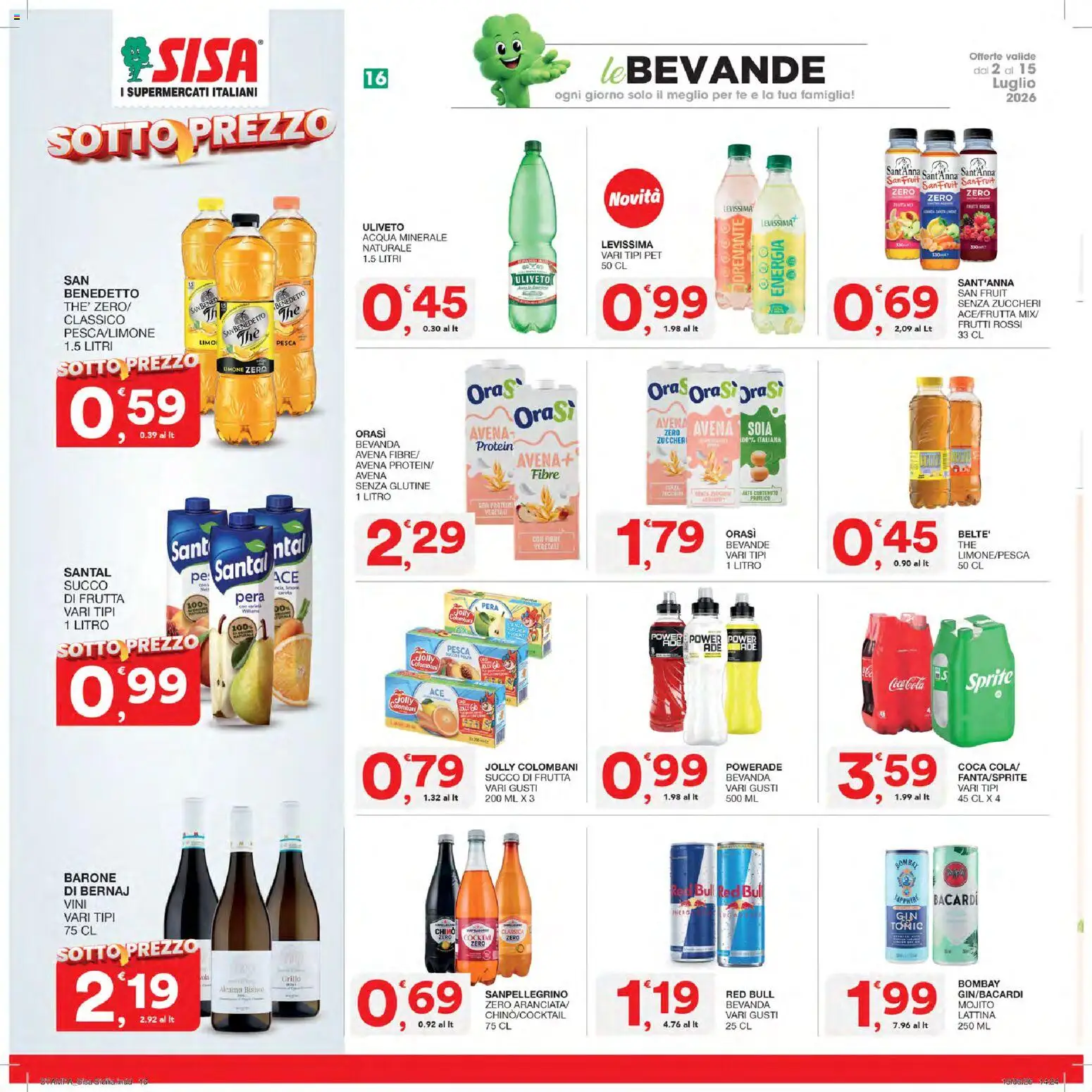 Volantino SISA del 02/07/2026 | Pagina: 16 | Prodotti: Succo, Limone, Pera, Succo di frutta