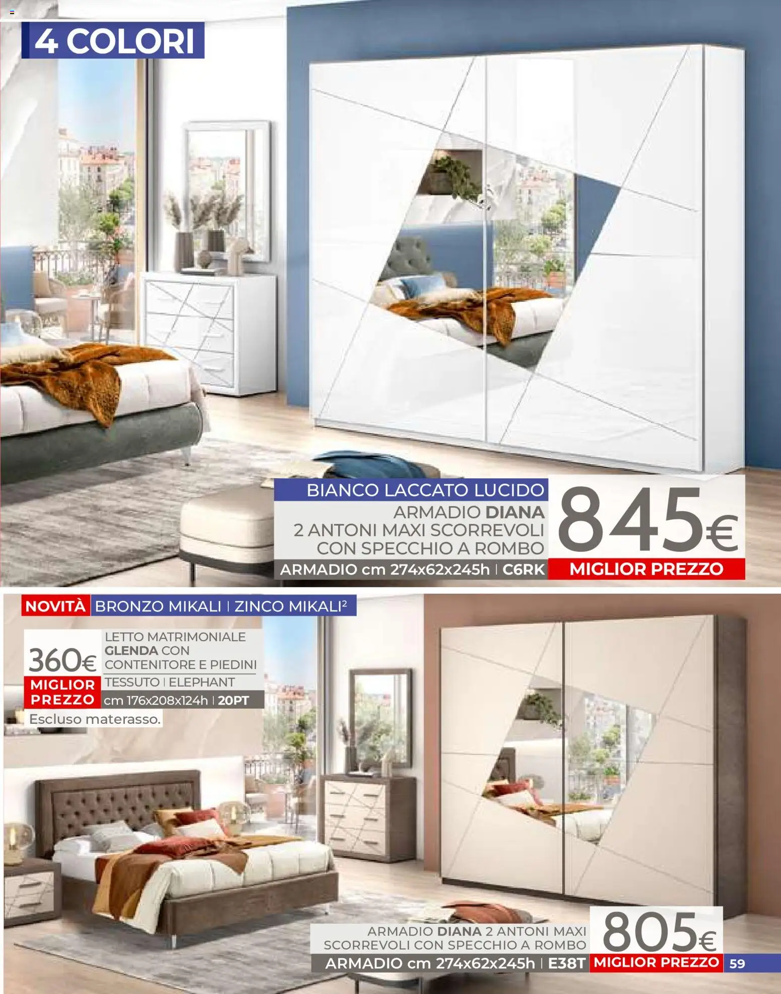 Volantino Mondo Convenienza del 01/07/2026 | Pagina: 59 | Prodotti: Letto matrimoniale, Contenitore, Letto, Armadio