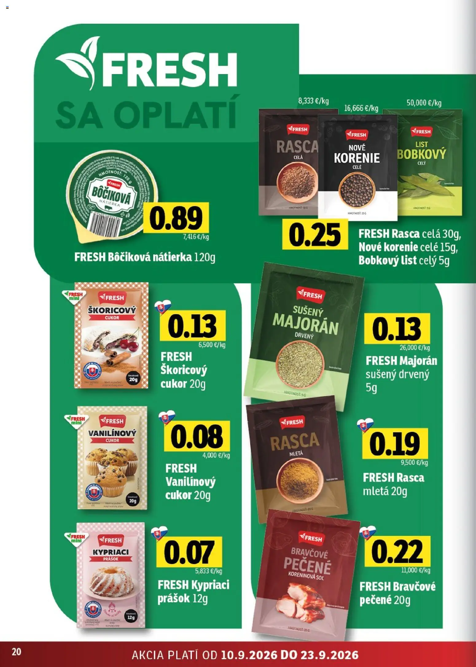 Nové Fresh akcie – leták je platný od 10.09.2026 | Strana: 20